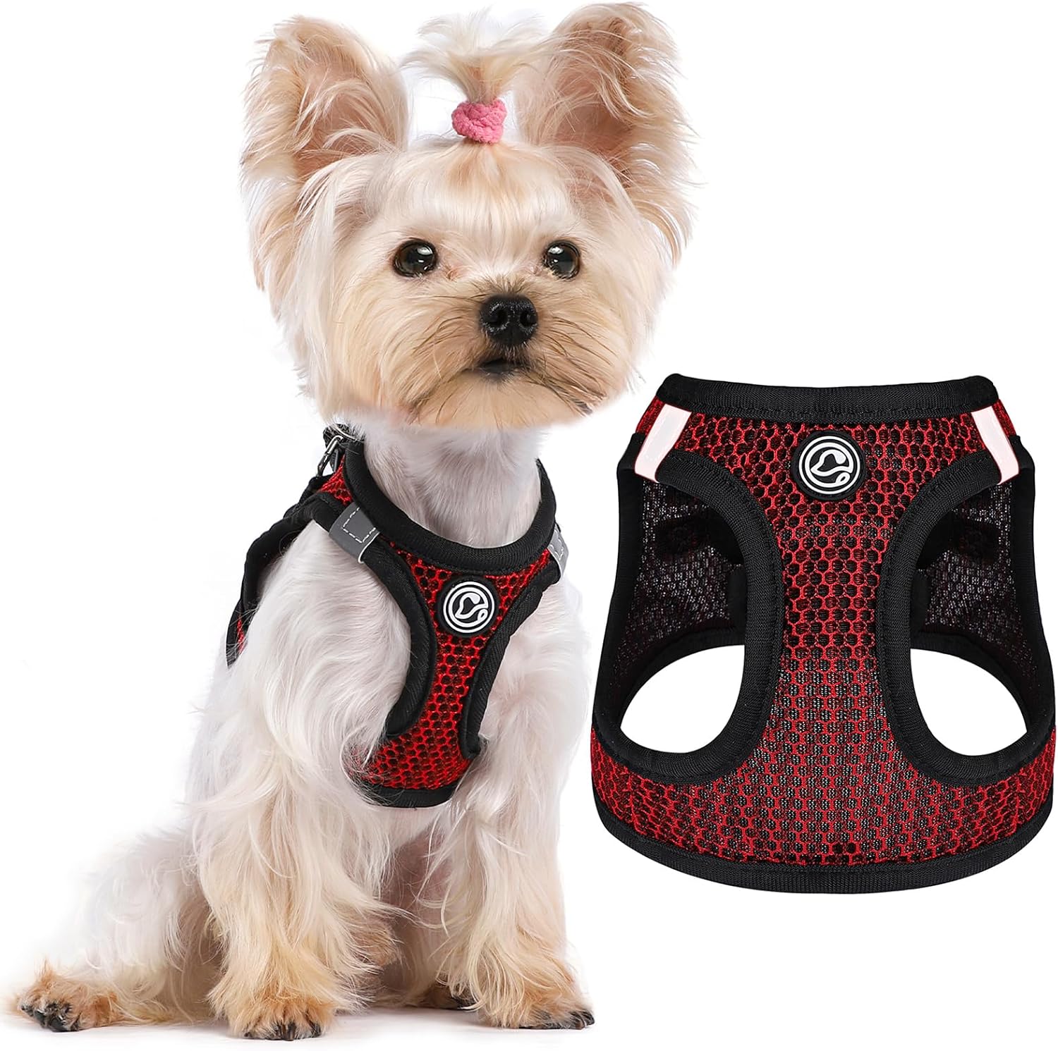 Arnés para perro pequeño para todo tipo de clima, de malla de diamante, reflectante, extra pequeño, sin tirones, chaleco ligero para cachorros,