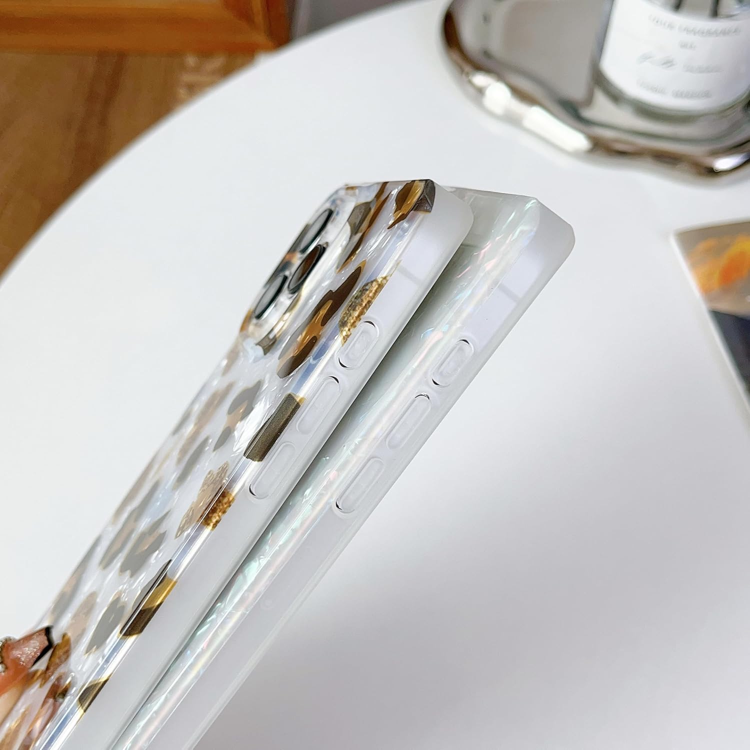 Jmltech Funda de borde cuadrado para iPhone 15 Pro Max, funda para mujer, a prueba de golpes, con purpurina, delgada, suave, gel de silicona