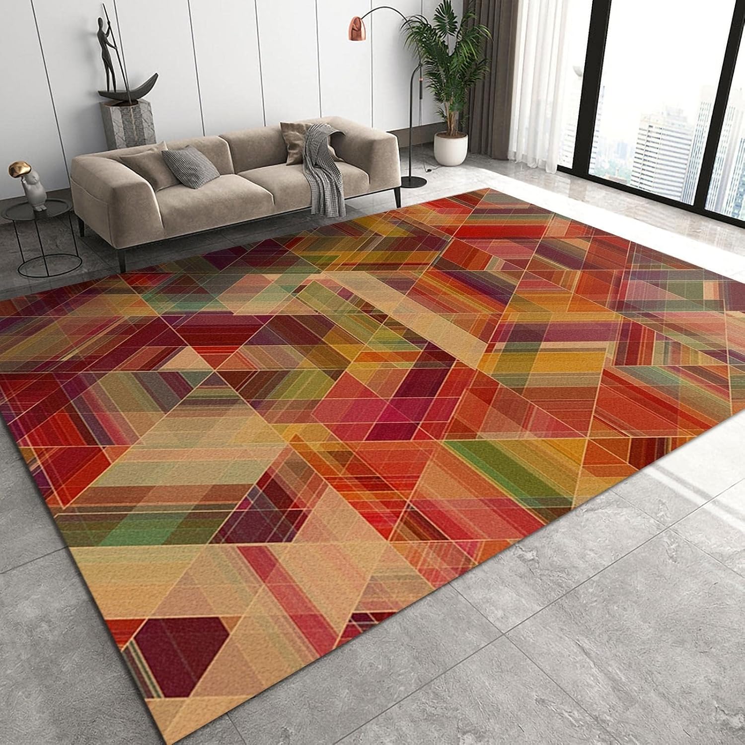 Alfombra nórdica de mosaico colorido apasionado, alfombra abstracta con estampado geométrico, para habitación, sofá, sala de estar, dormitorio,
