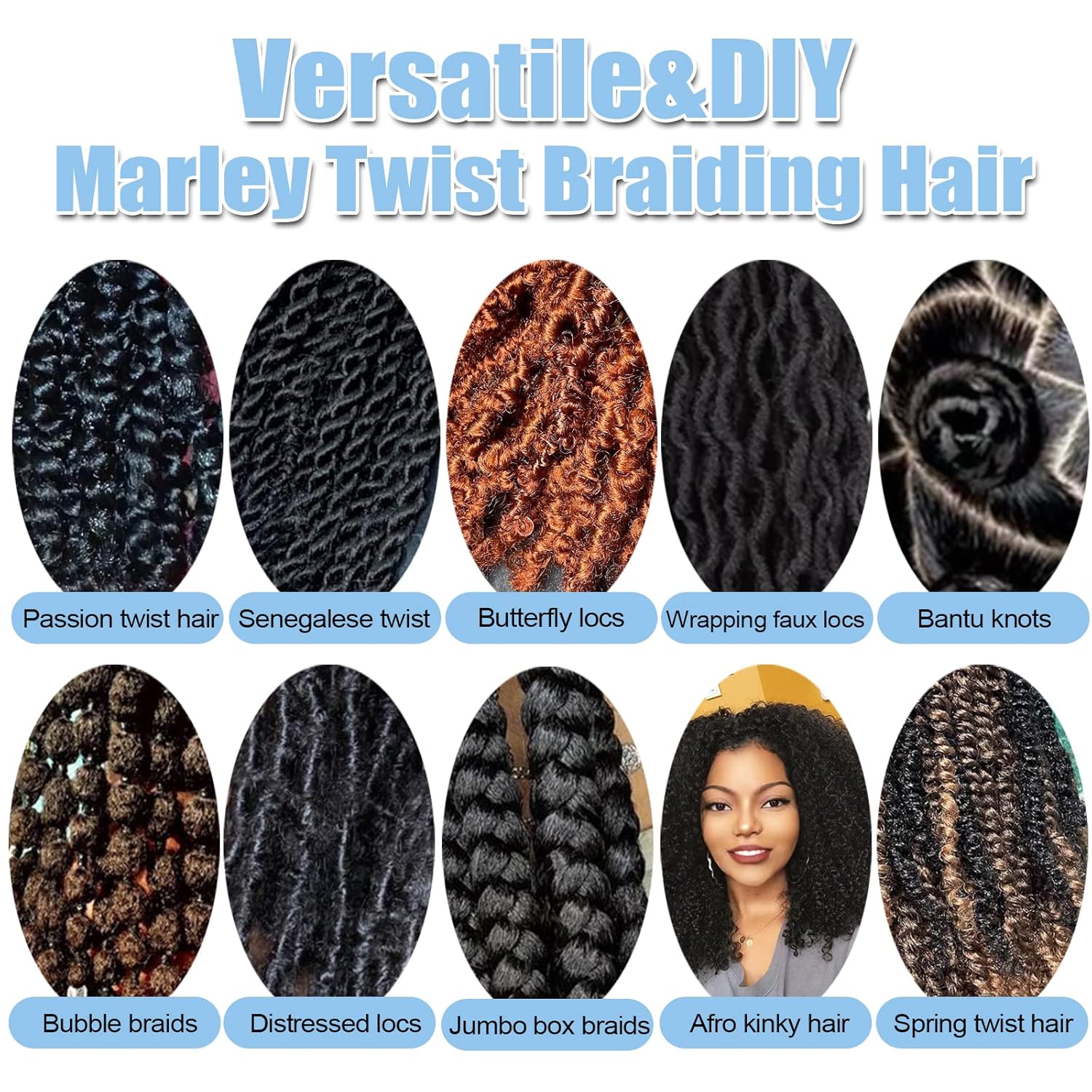 Marley Twist – Cabello trenzado de 16 pulgadas, cabello afro cubano para cabello Spring Twist, cabello de Passion Twist, cabello para rastas