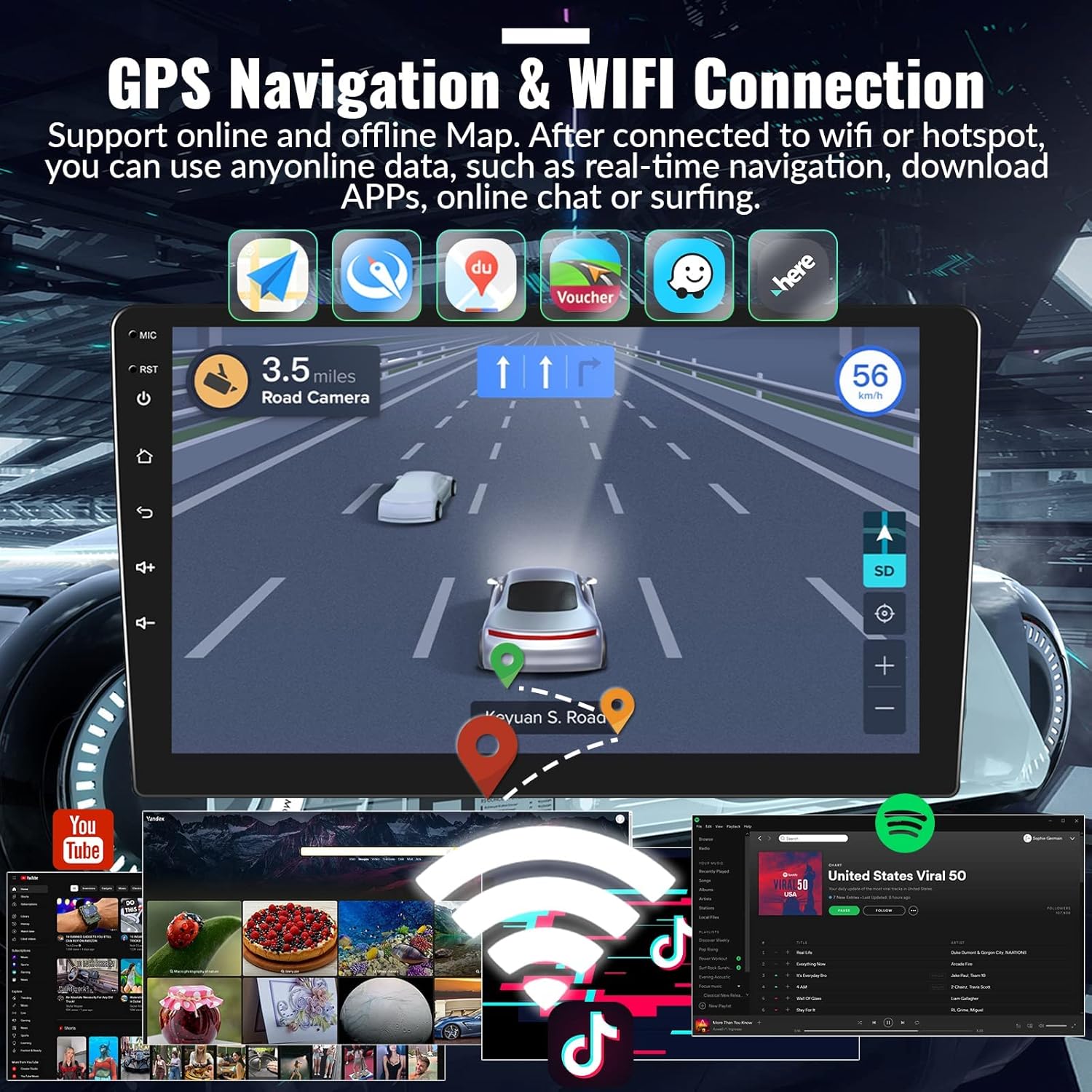 CAMECHO Android 13 (2G+64G) Estéreo de coche para Jeep Compass Patriot 2010-2016, radio de coche con pantalla táctil de 10.1 pulgadas con Bluetooth,