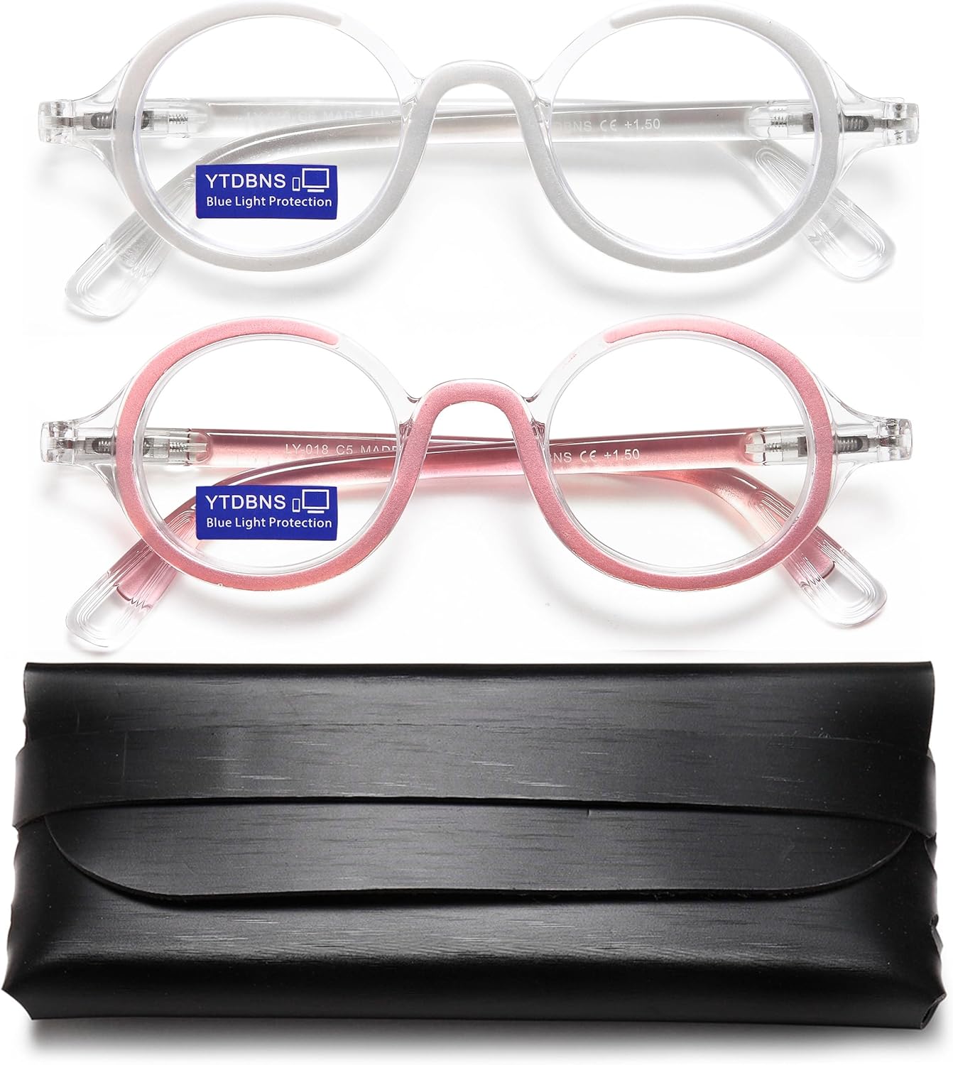 Gafas de lectura para mujeres y hombres, anteojos de lectura redondos con bloqueo de luz azul, paquete de 2 lentes retro para computadora con