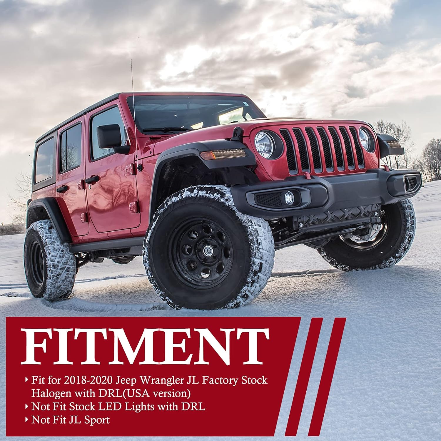 BUNKER INDUST JL Fender Flares Lights, LED intermitente secuencial intermitente con DRL compatible para Jeep Wrangler 2018 2019 2020 Sahara Rubicon