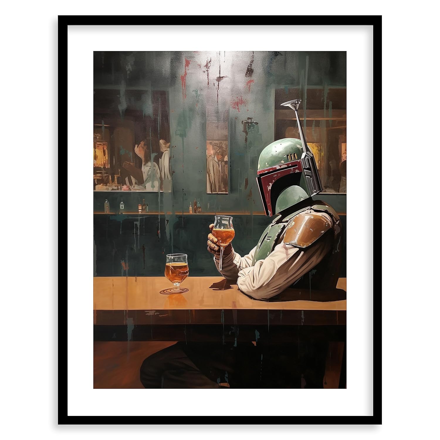 Star Wars Bar Art Prints – Premium Giclee Fine Art Print – Aesthetic Man Cave Wall Décor, Bourbon Whiskey Print Poster for Bar and Home Decor, Ready