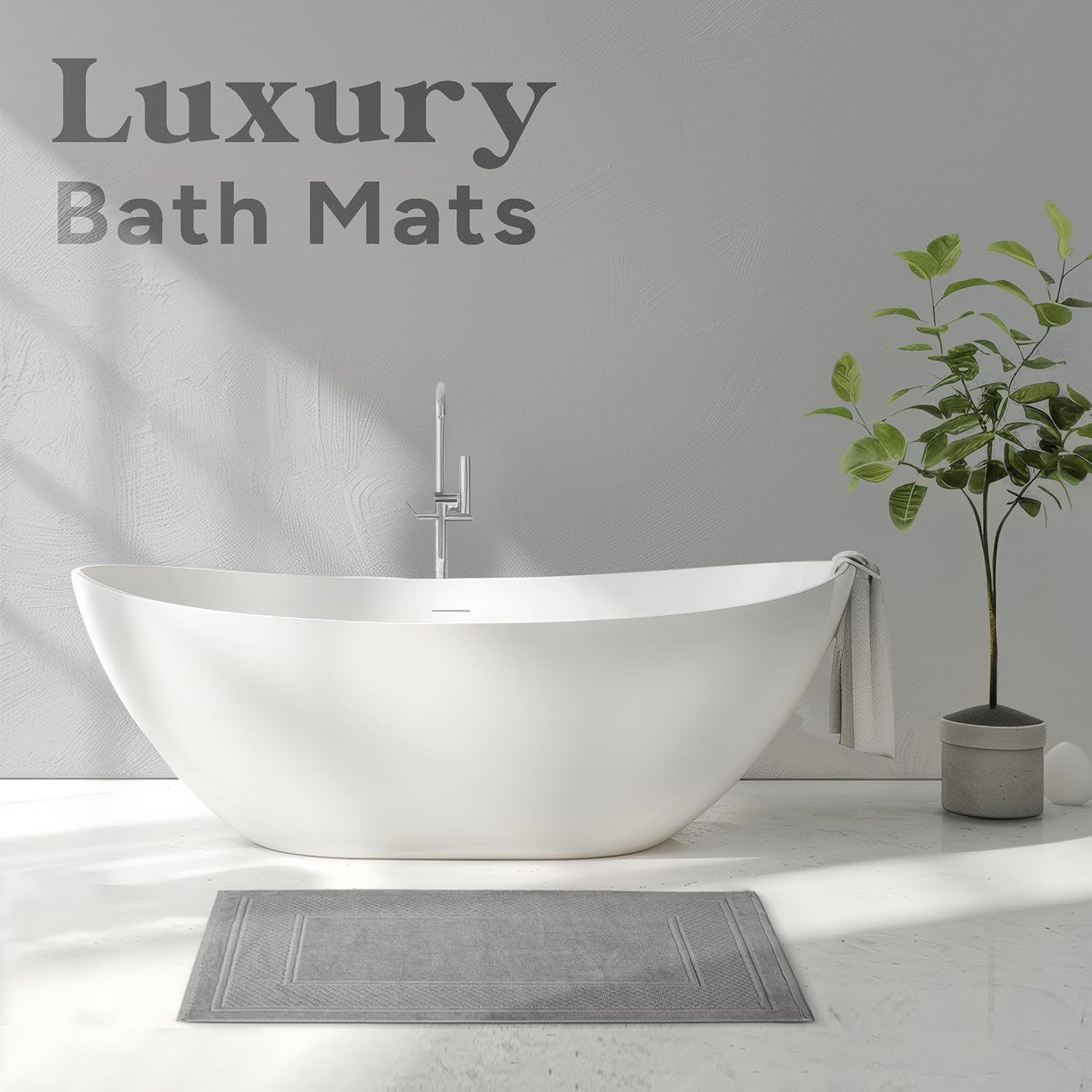 Avalon Towels Juego de 2 tapetes de baño absorbentes de 100 % algodón, de secado rápido, para baños (22 x 34 pulgadas)