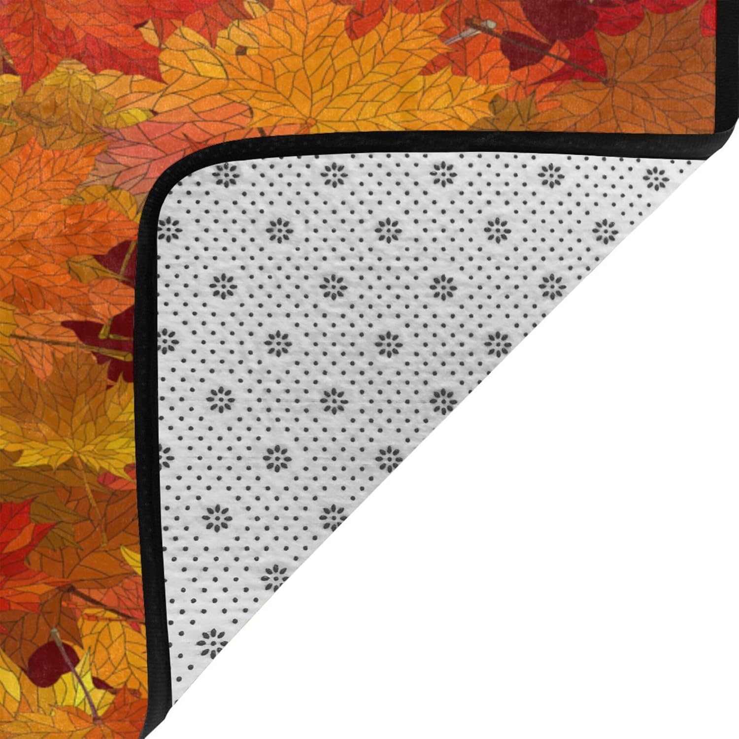 Alfombra de otoño con hojas de arce de 3 x 5 pies, decoración para sala de estar, dormitorio, alfombra antideslizante de pelo bajo, alfombra de