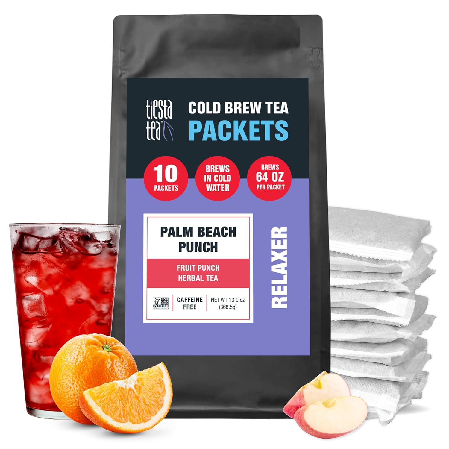Tiesta Tea – Palm Beach Punch Cold Brew Tea  Té de hierbas Fruit Punch  Mezclas de té helado de hojas sueltas de primera calidad  Té helado sin