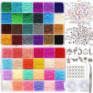Juego de 35000 cuentas de semillas 120 de 0.079 pulgadas para manualidades, pulseras, collares, anillos, kits de fabricación de anillos de cristal, Juego de 35000 cuentas de semillas 120 de 0.079 pulgadas para manualidades, pulseras, collares, anillos, kits de fabricación de anillos de cristal,