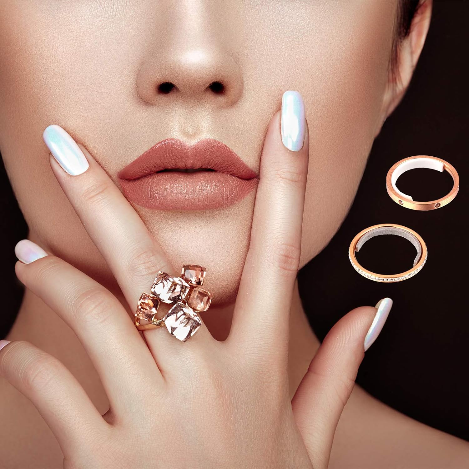 114 piezas6 hojas de ajuste de tamaño de anillo invisible, 6 tamaños, anillo de protección de anillo suelto, espaciador más pequeño, anillo tensor,
