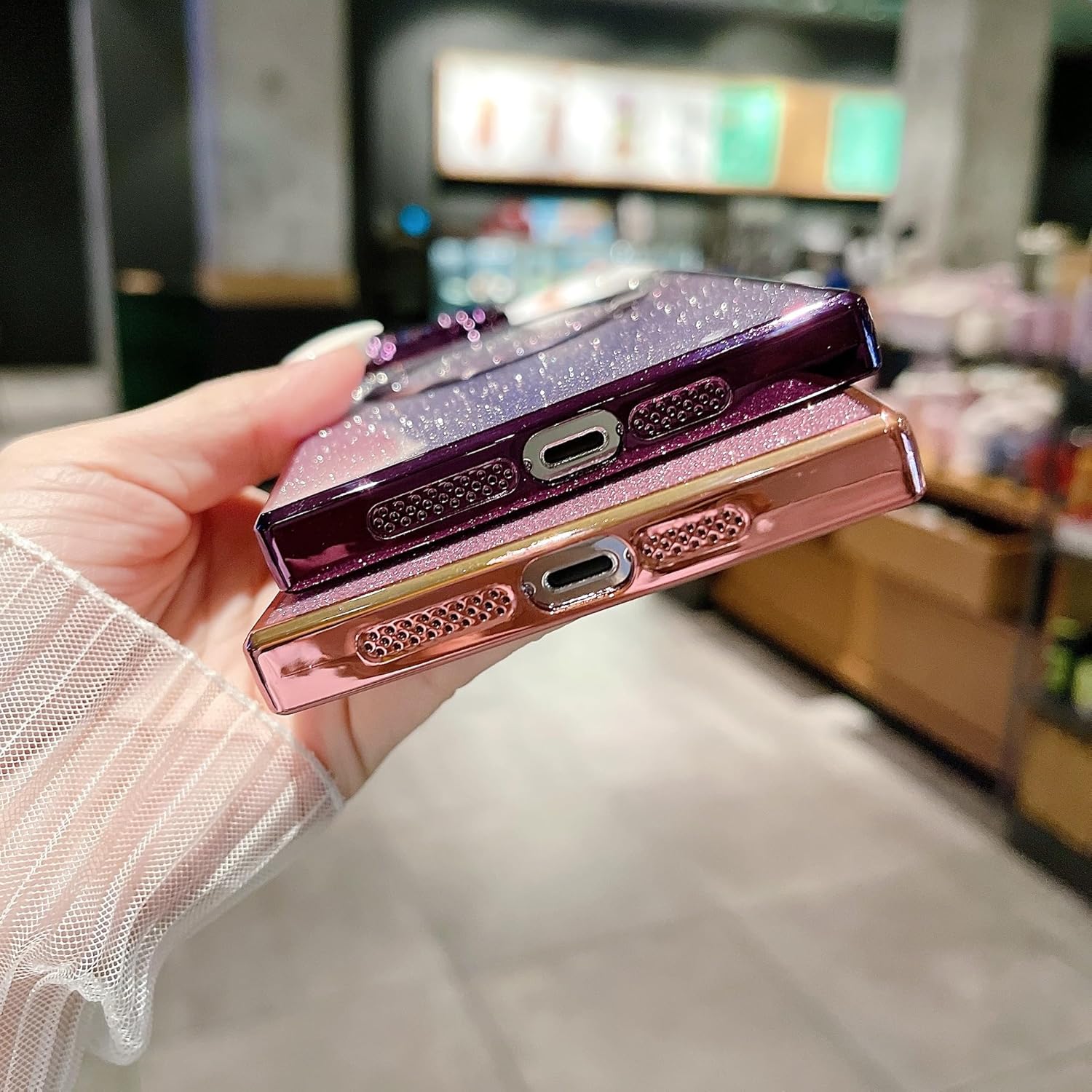 aowner Funda magnética para iPhone 11 Pro Max cuadrada con purpurina compatible con MagSafe protección resistente, ajuste delgado, a prueba de