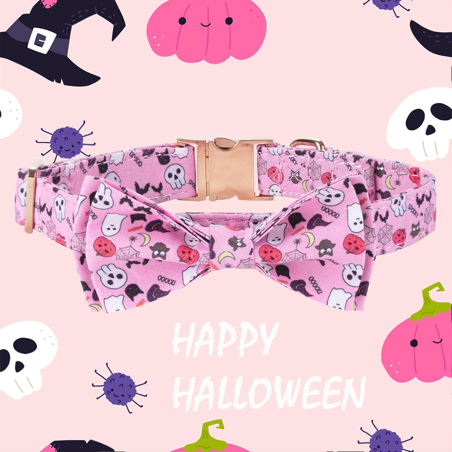 DAIHAQIKO Collar de perro de Halloween, collar de perro de otoño, collar de perro de calabaza con lazo, collar de perro mediano para niñas, collar