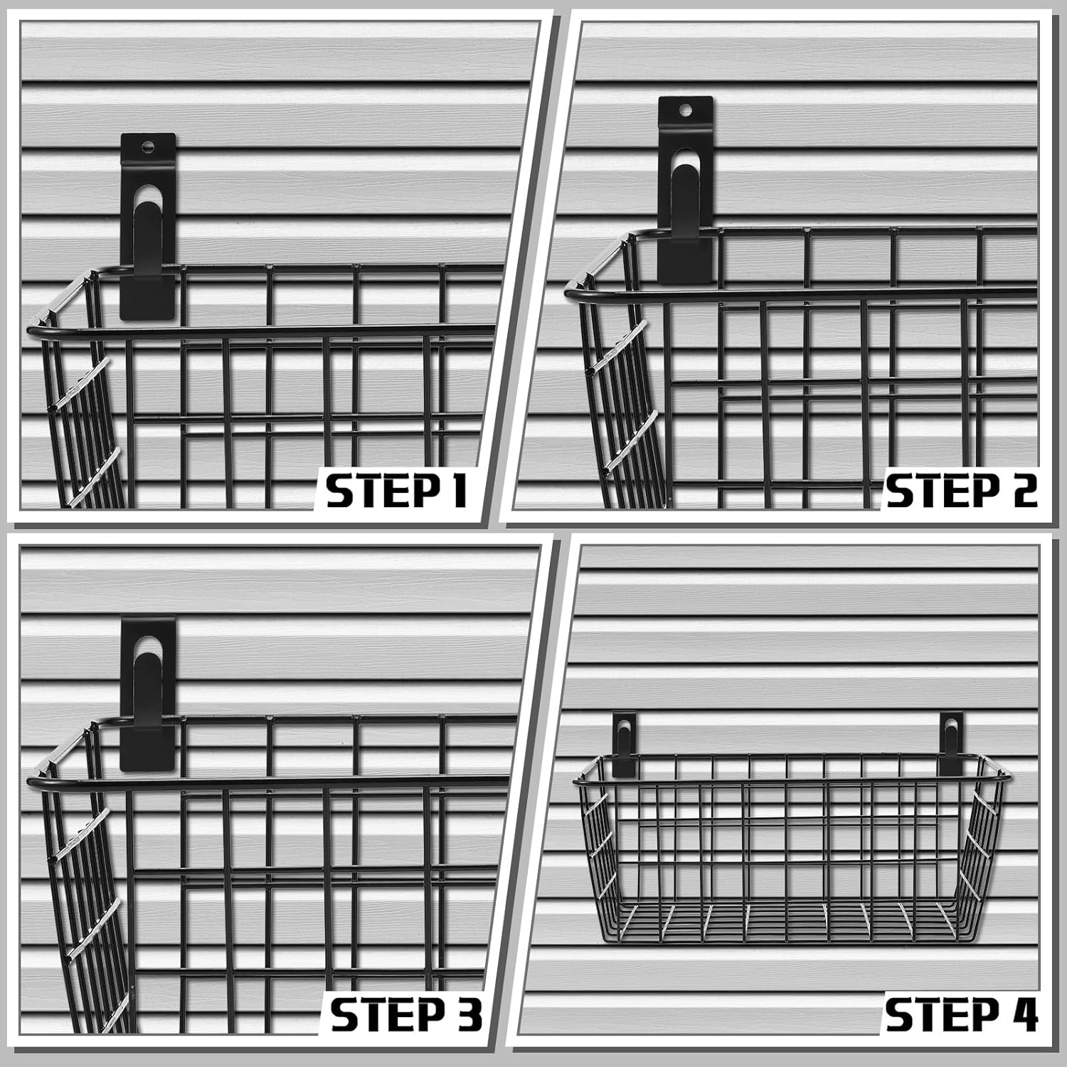 Uiifan 2 cestas de pared con ganchos de Slatwall, cestas de pared, cestas de almacenamiento colgantes, cestas de metal, contenedores de Slatwall,