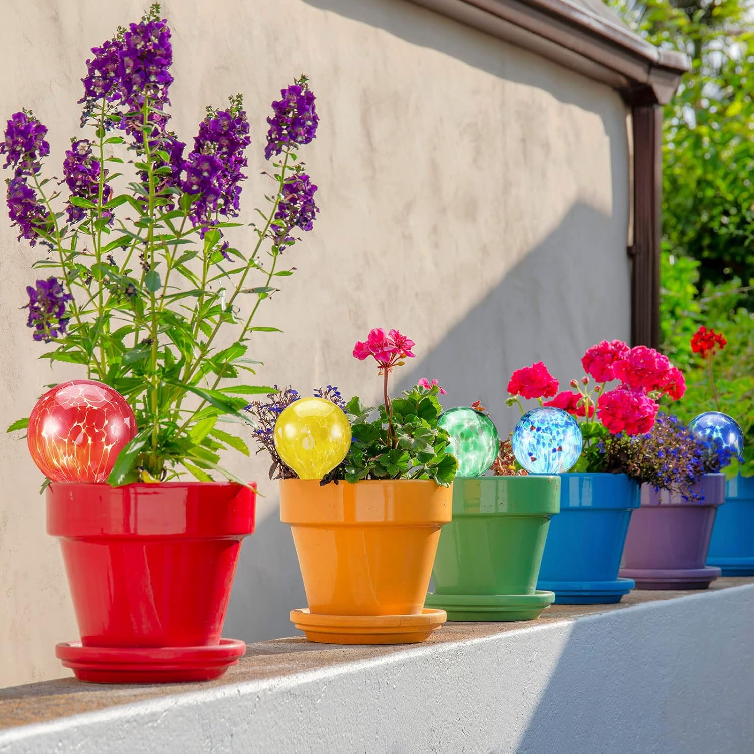 12 globos de riego multicolores, dispositivos de vidrio para riego de plantas, soplados a mano, pequeños insertos de riego automático para plantas