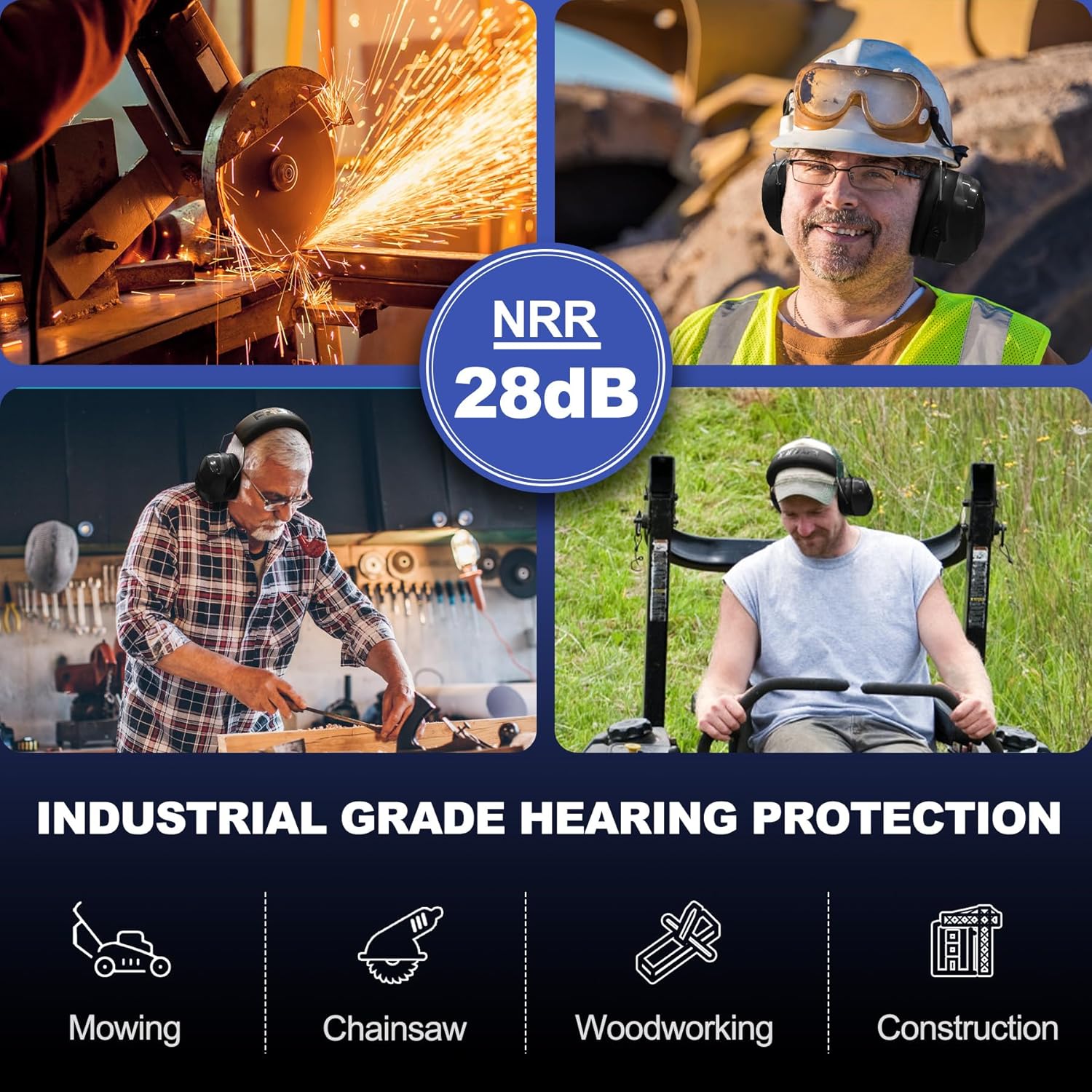 PROHEAR 012 Orejeras con reducción de ruido  28 dB NRR Auriculares con cancelación de ruido Protección auditiva ajustable para corte de nieve,