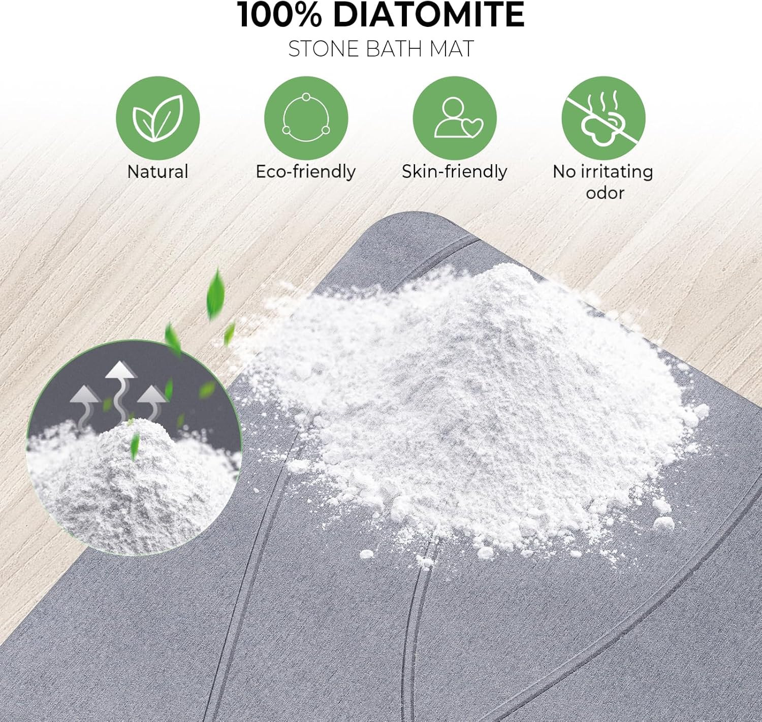 ComfortHaus Tapete de baño de piedra, piedra de tierra de diatomeas para baño, tapete de baño de secado rápido, antideslizante, súper absorbente,