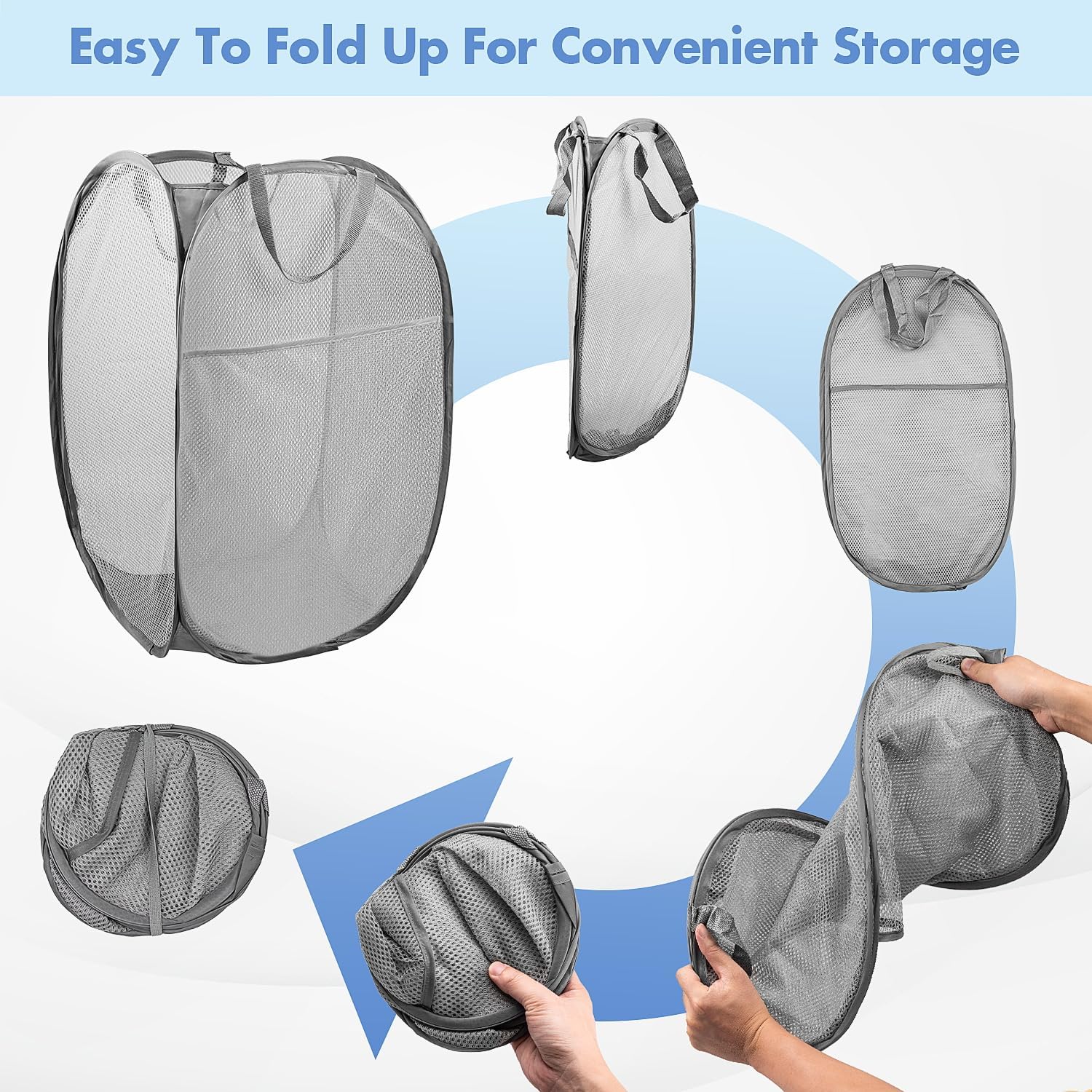 Pop Up Hamper, 1 PCS Mesh Pop Up Laundry Hamper, Premium Pop Up Laundry Basket, Mesh Laundry Basket, Pop Up Hampers for Laundry, Mesh Laundry