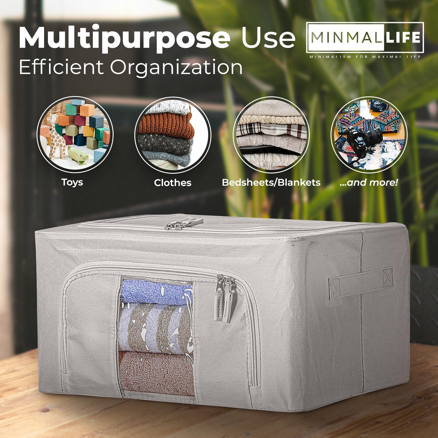 Bolsa de almacenamiento de alambre de hierro – Cajas de almacenamiento plegables – Organizador de almacenamiento de sábanas – Caja de ropa – Bolsas