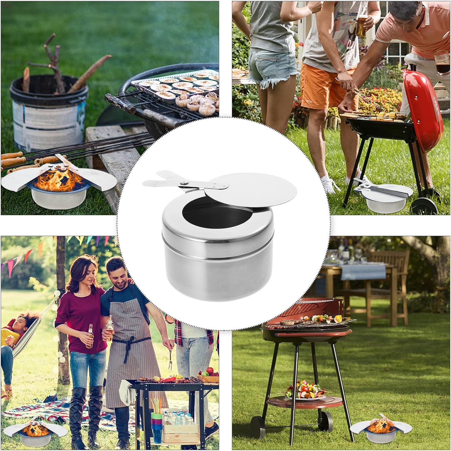 DOITOOL Soporte para latas de combustible de acero inoxidable, 4 unidades, latas de combustible para calentador de alimentos, soporte de combustible