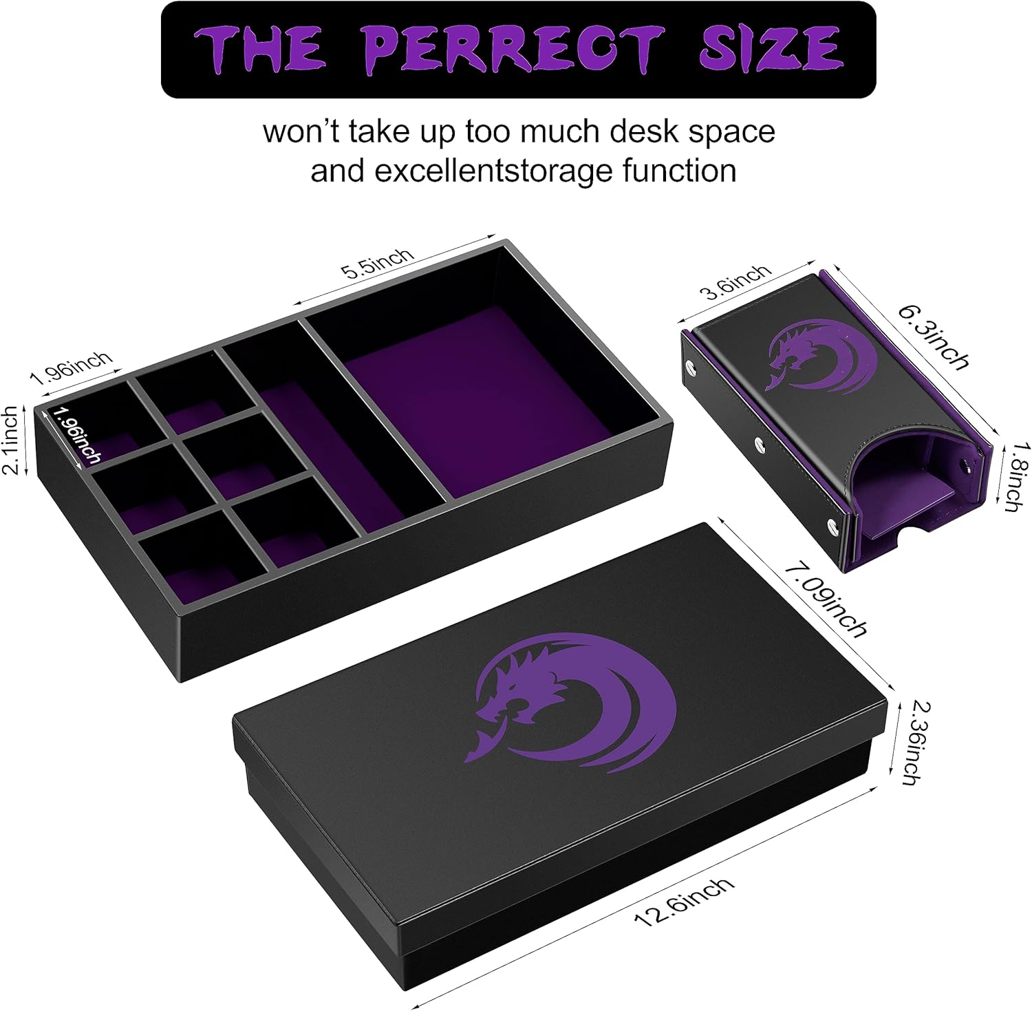 DNDND Bandeja rodante de dados 3 en 1, torre de dados y almacenamiento de dados, almacenamiento rectangular portátil con tapa para juegos de mesa