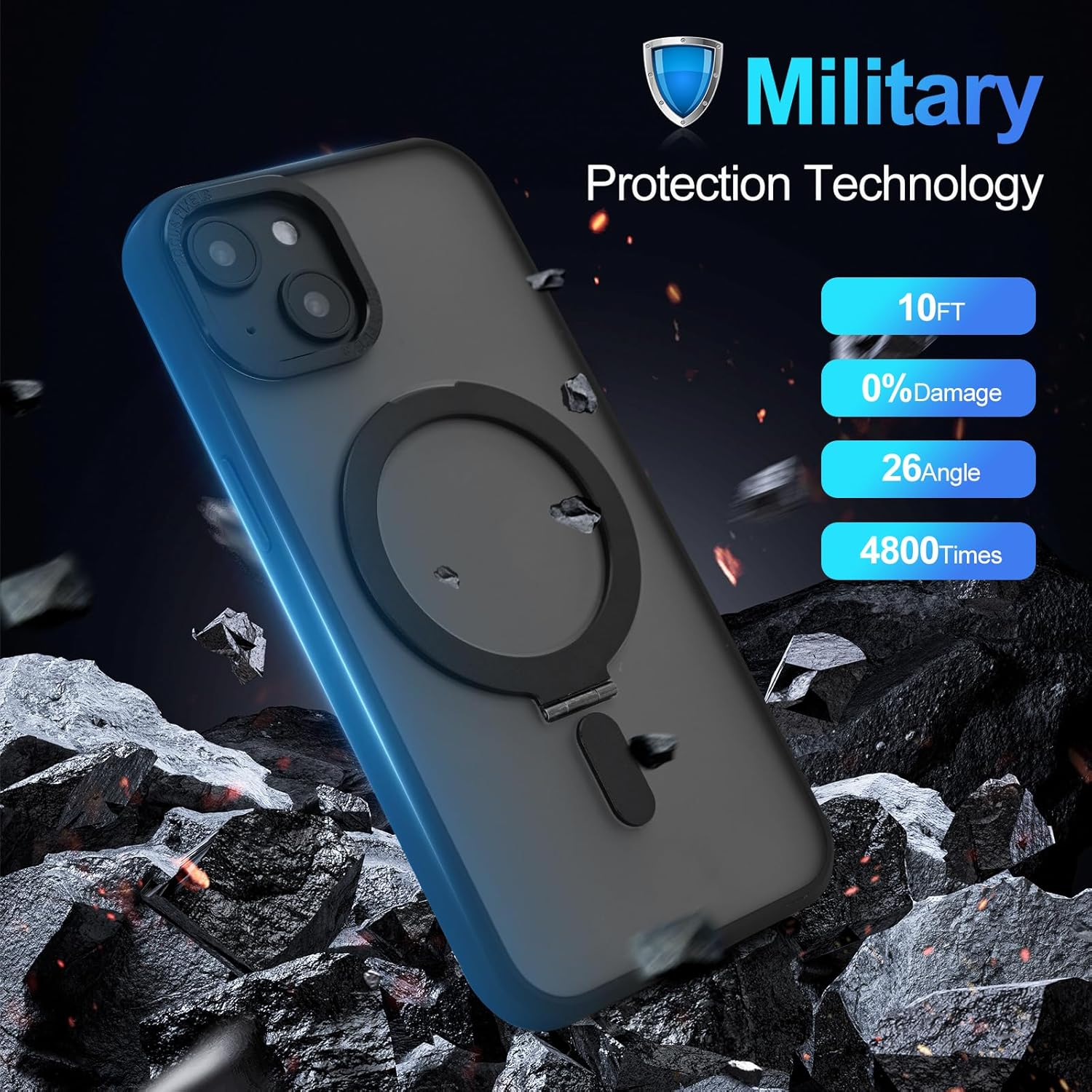 Funda rígida magnética transparente para iPhone 14, compatible con las últimas fundas de teléfono con Magsafe, con soporte, protección de grado