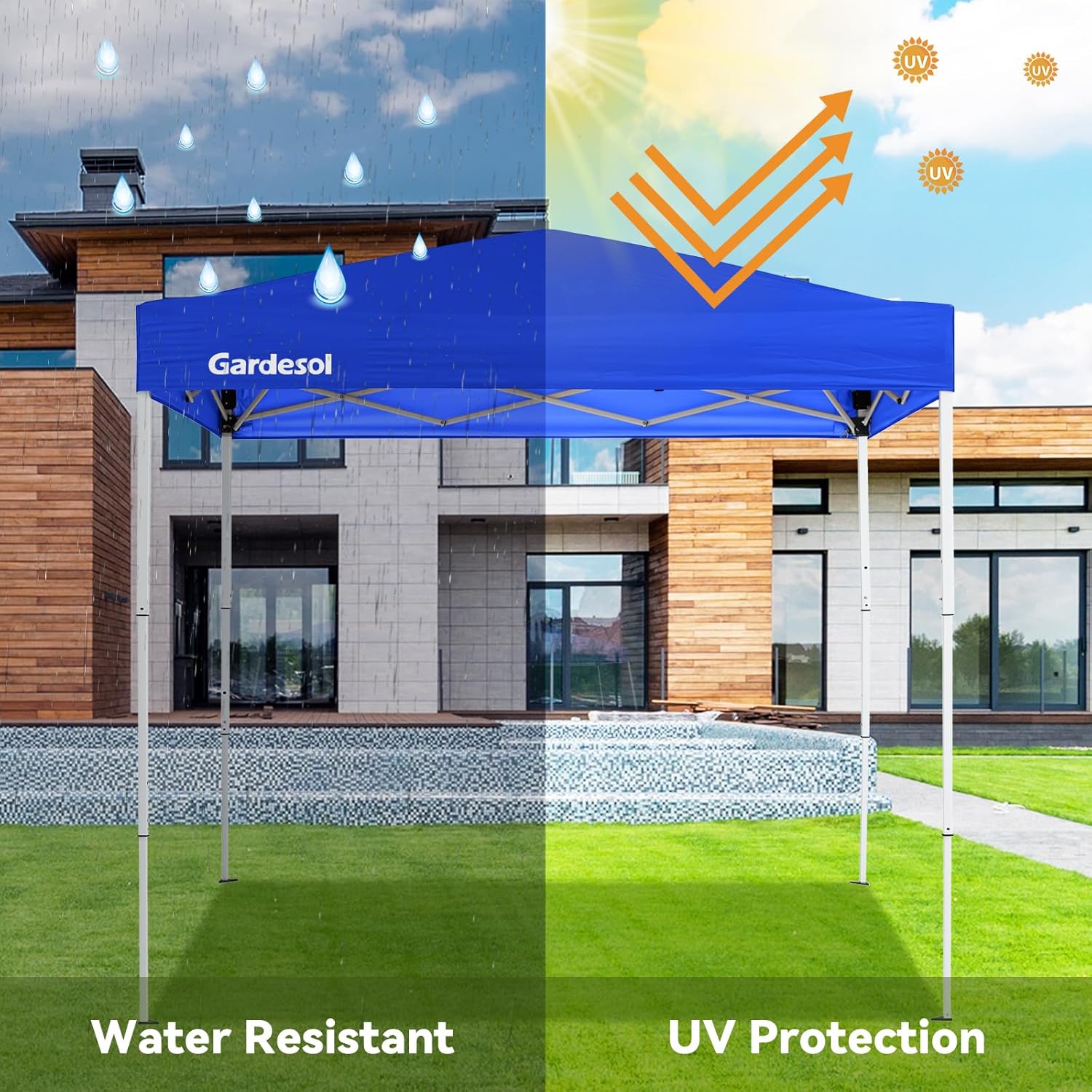 Gardesol E-Z – Tienda de campaña portátil para exteriores con bolsa de transporte y marco blanco, protección UV, de 6 x 4 pies, color azul