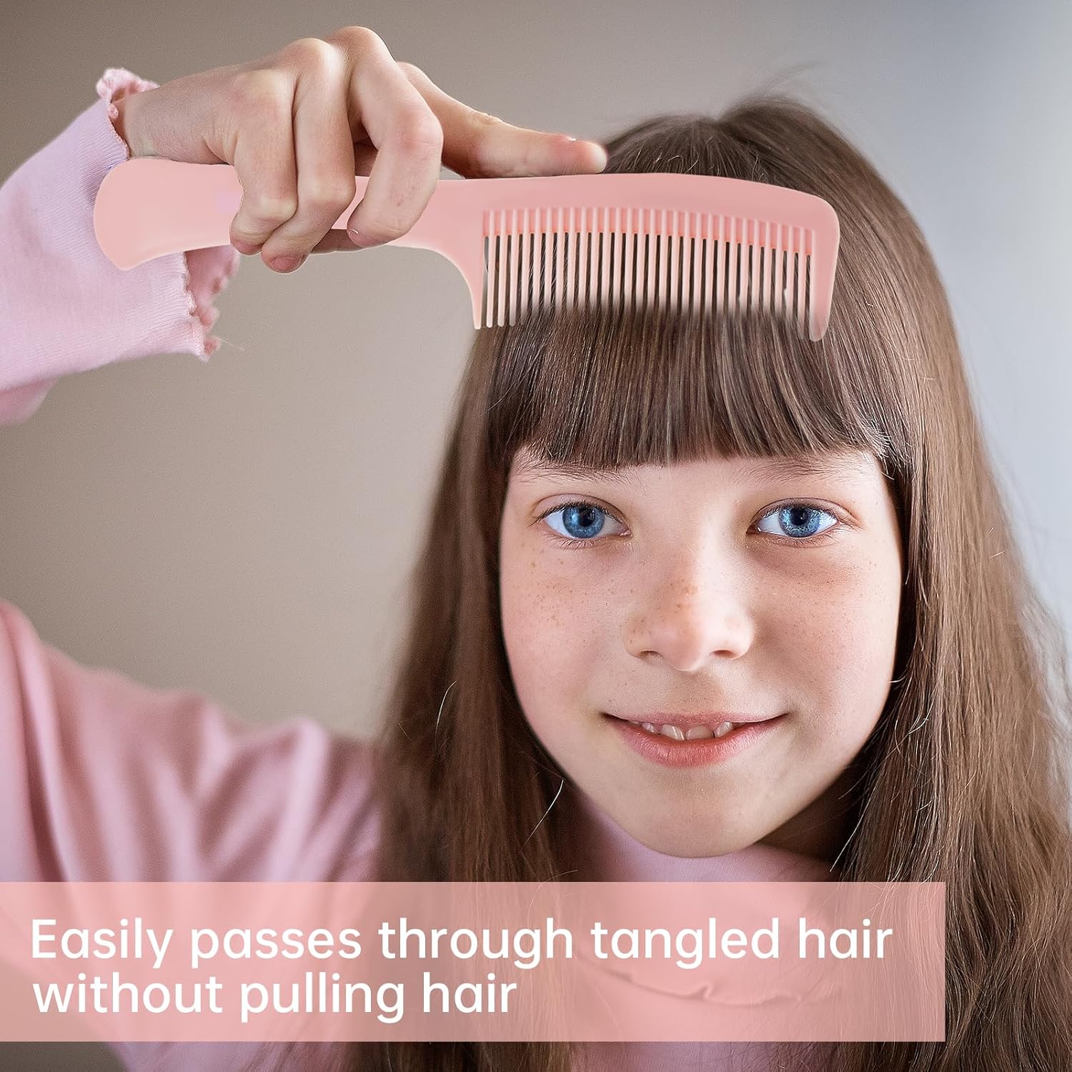 RHOS Peine desenredante para el cabello para mujer, juego de peine para cabello rizado, liso, corto y grueso, peine de dientes medianos para cabello