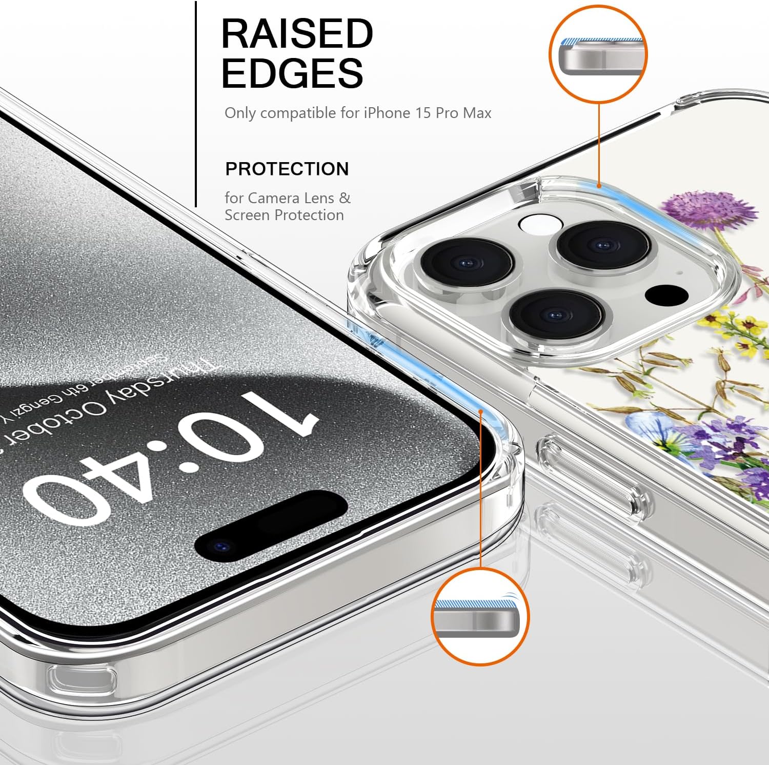 bicol Funda compatible con iPhone 15 Pro Max, funda transparente con diseños de moda para niñas y mujeres, ajuste delgado, a prueba de golpes, funda