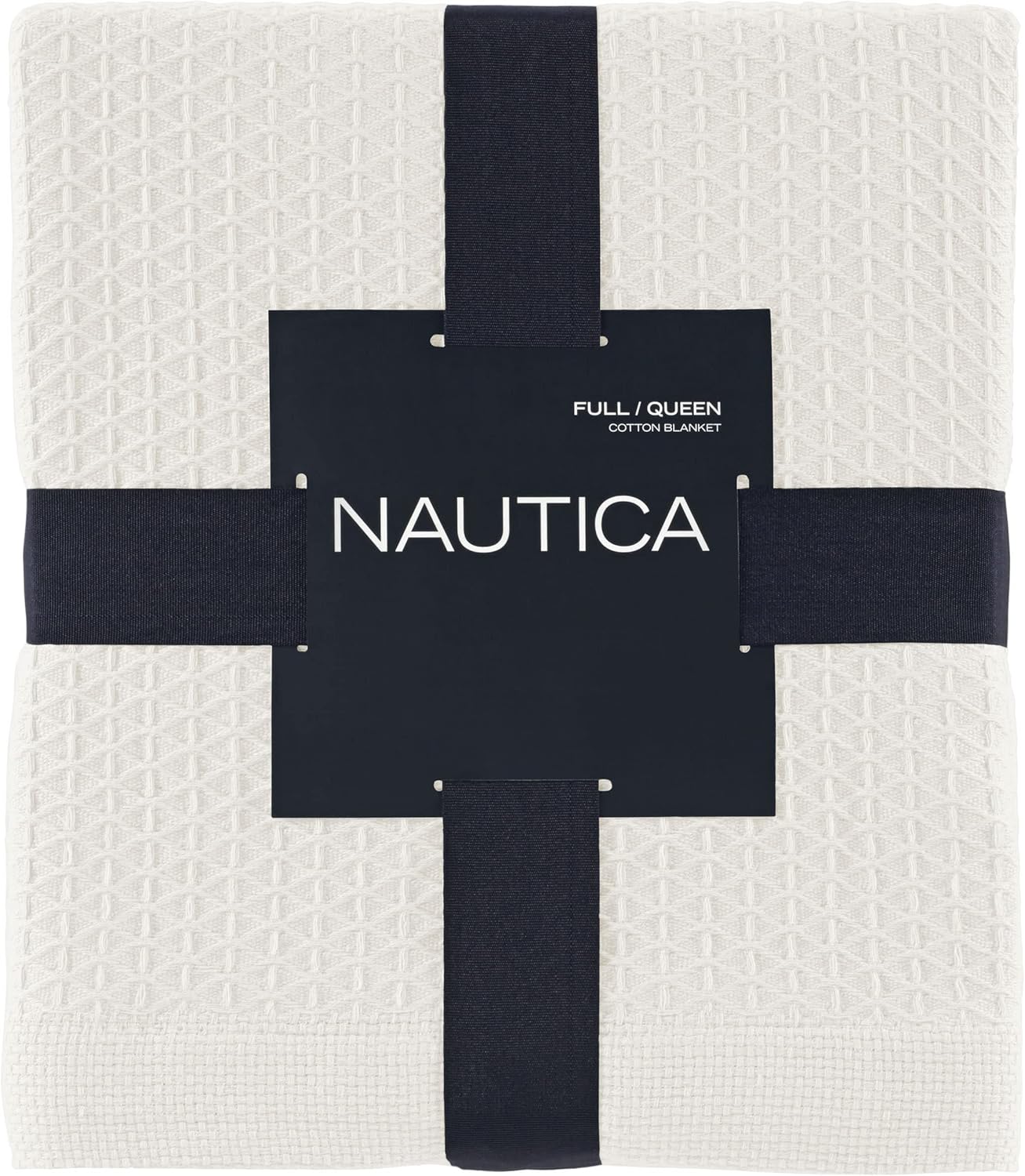 Nautica – Manta Queen, ropa de cama de algodón de peso medio, decoración del hogar para todas las estaciones (blanco baird, Queen)
