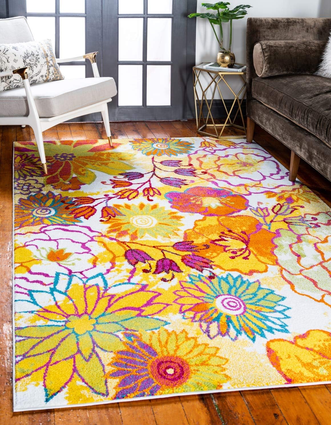 Unique Loom colección Lyon – Alfombra de área de diseño floral, estilo moderno