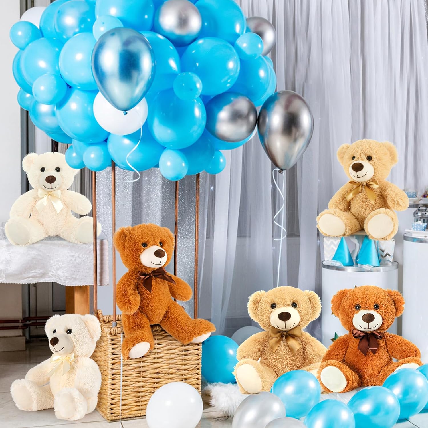 MorisMos Paquete de 15 osos de peluche pequeños de peluche, osos de peluche al por mayor, regalos para niños, oso de peluche de 14 pulgadas a granel