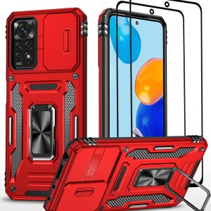 Wefor Funda XiaoMi RedMi Note 11 (4G) con cubierta para cámara deslizante, soporte de anillo magnético de 360 mejorado grado militar a prueba de Wefor Funda XiaoMi RedMi Note 11 (4G) con cubierta para cámara deslizante, soporte de anillo magnético de 360 mejorado grado militar a prueba de