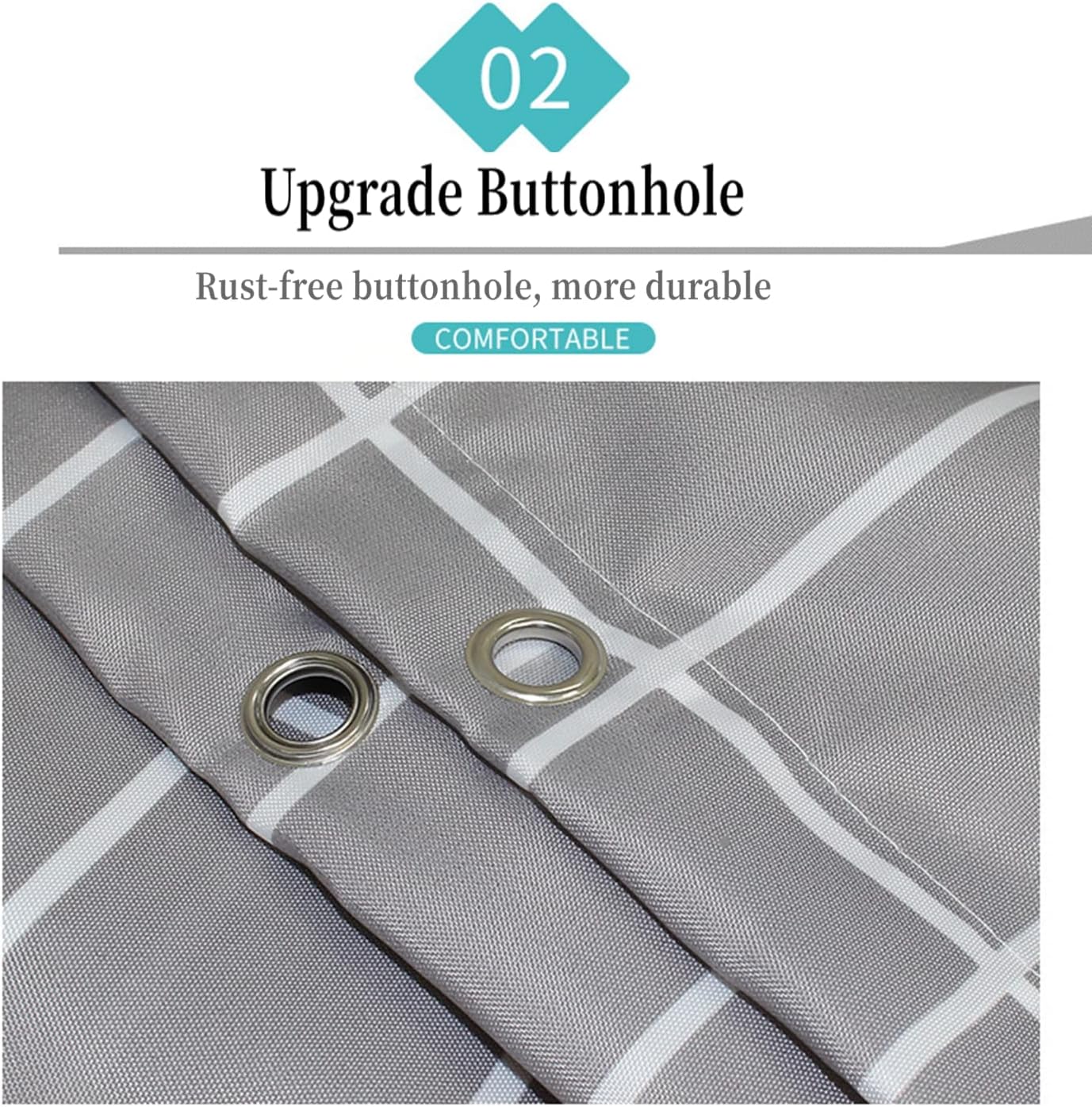 Cortinas de ducha para baño, de tela de poliéster, con peso, impermeable, lavable, color gris, juego de cortinas de ducha con ojales y 12 ganchos,
