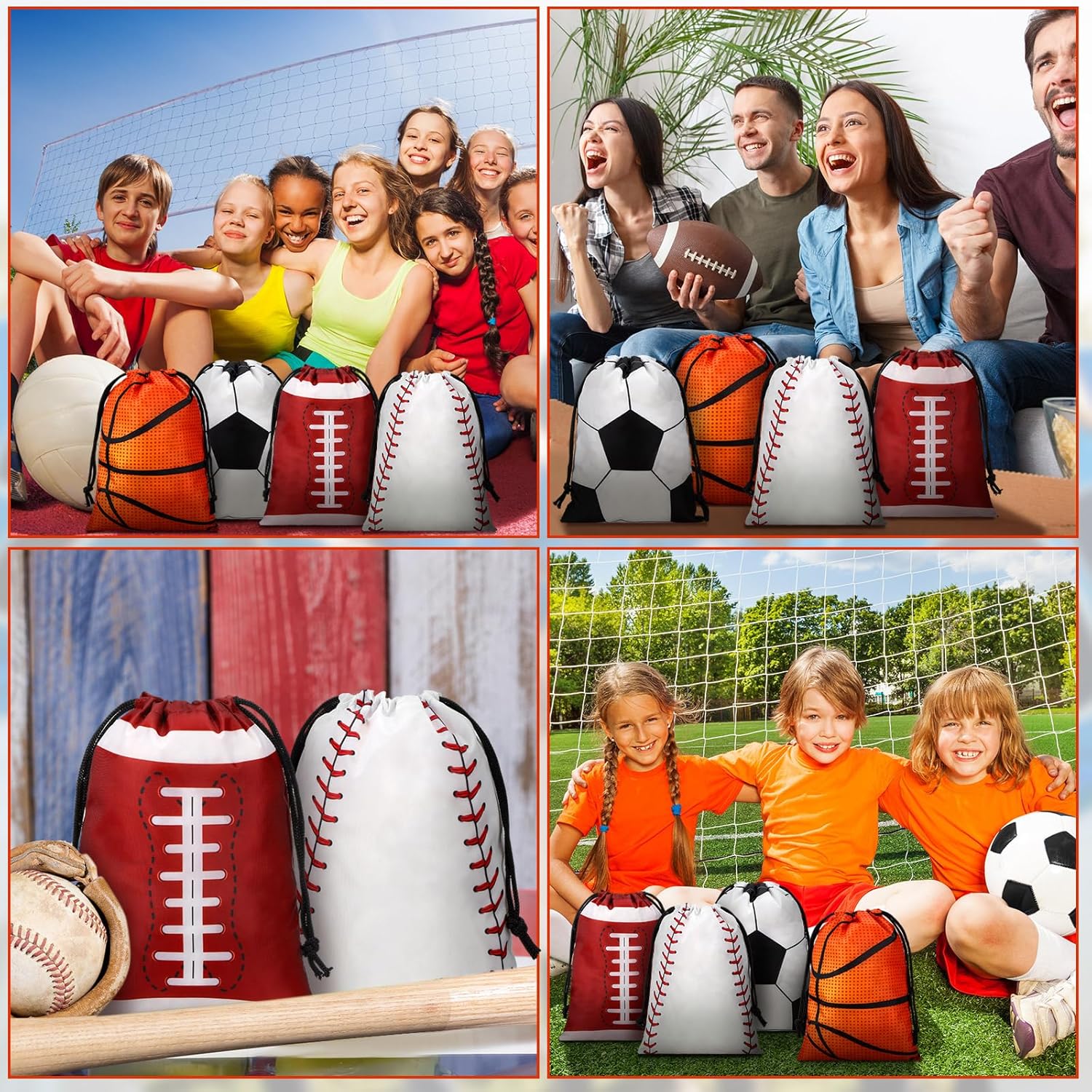 Berlune 24 bolsas de golosinas deportivas de fútbol, bolsas de recuerdos de fiesta deportiva, bolsas de aperitivos de 7 x 10 pulgadas, bolsas de