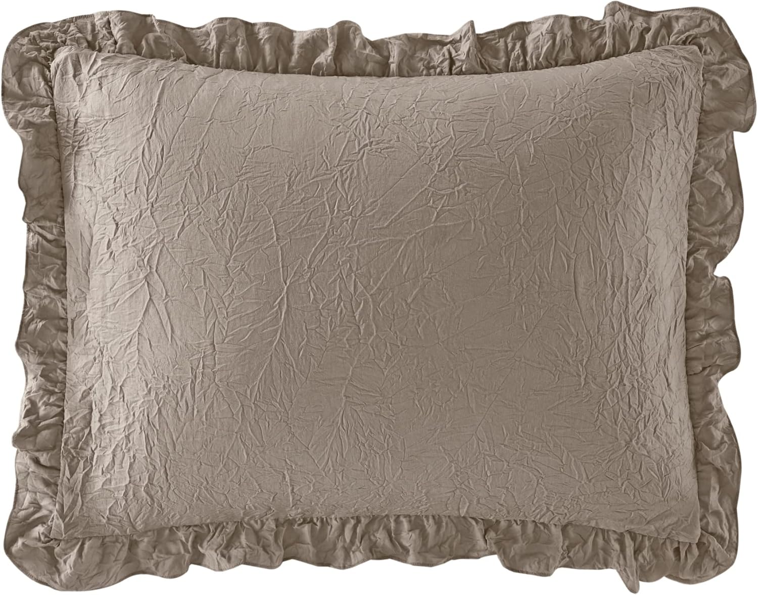 Chic Home Ashford – Juego de edredón de 3 piezas con diseño de caída con volantes arrugados, fundas de almohada incluidas, King, color gris pardo