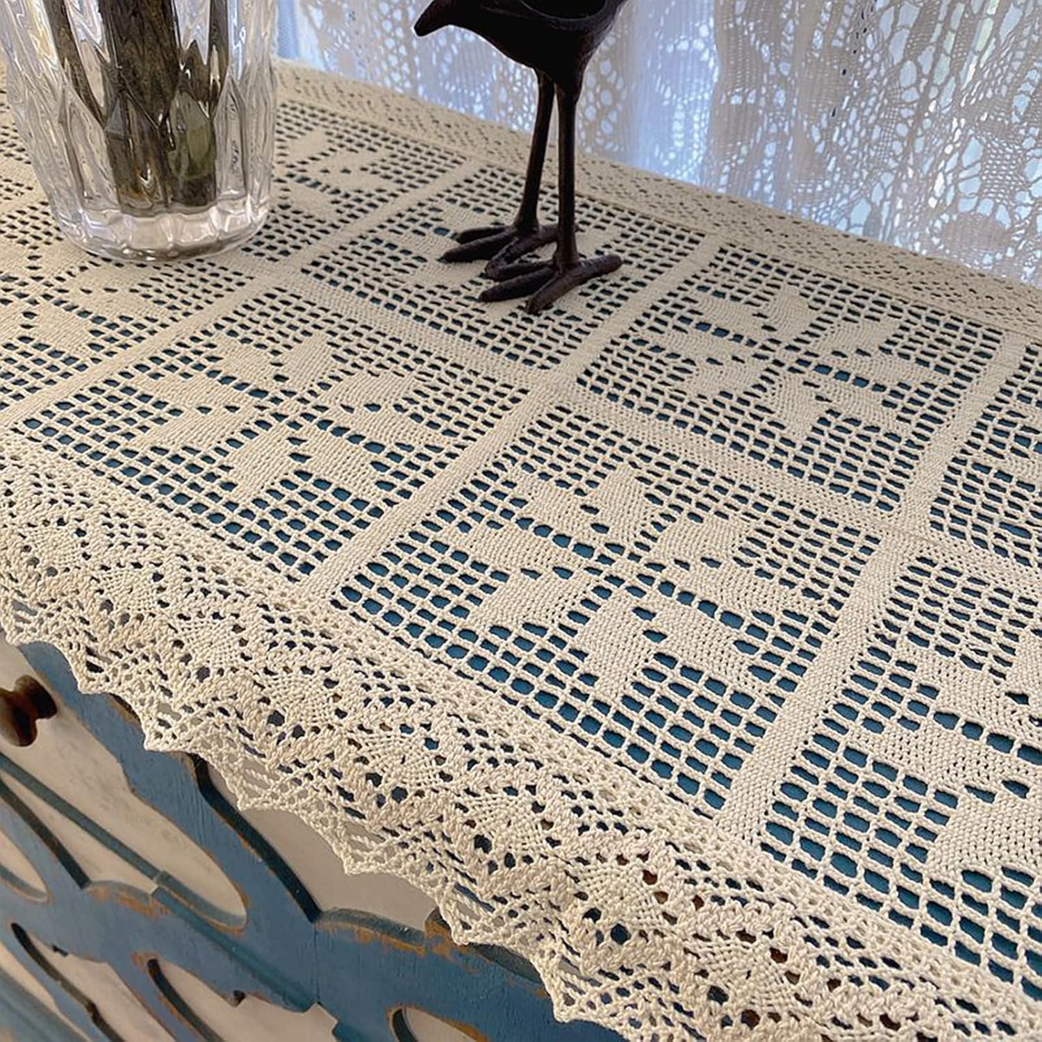 Cubierta elegante de ganchillo Dollies para fiestas, banquetes, centro de mesa, 15 x 51 pulgadas, regalo de inauguración de la casa, fácil de