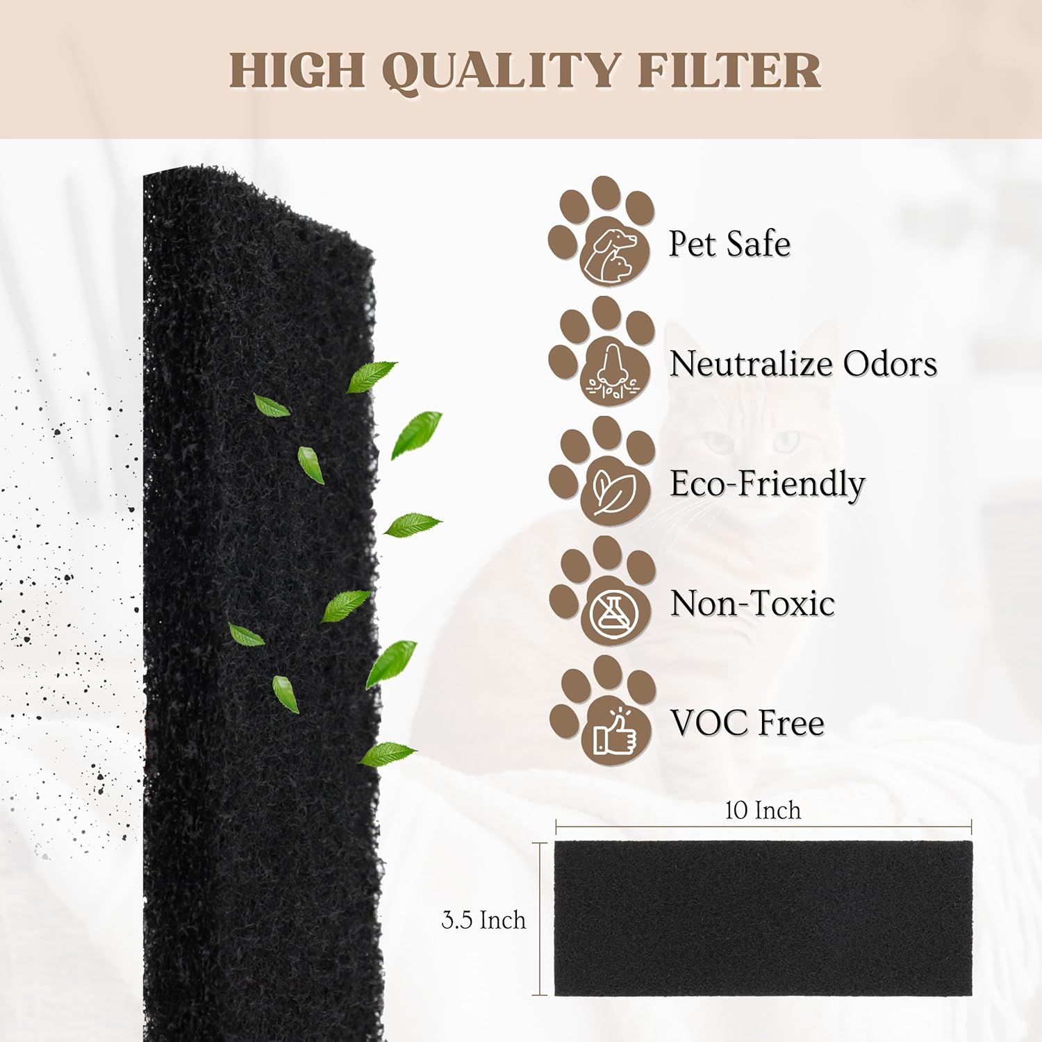 Paquete de 6 filtros de repuesto para robot de arena 3, filtros de carbón activado para caja de arena, filtros de carbón para caja de arena de