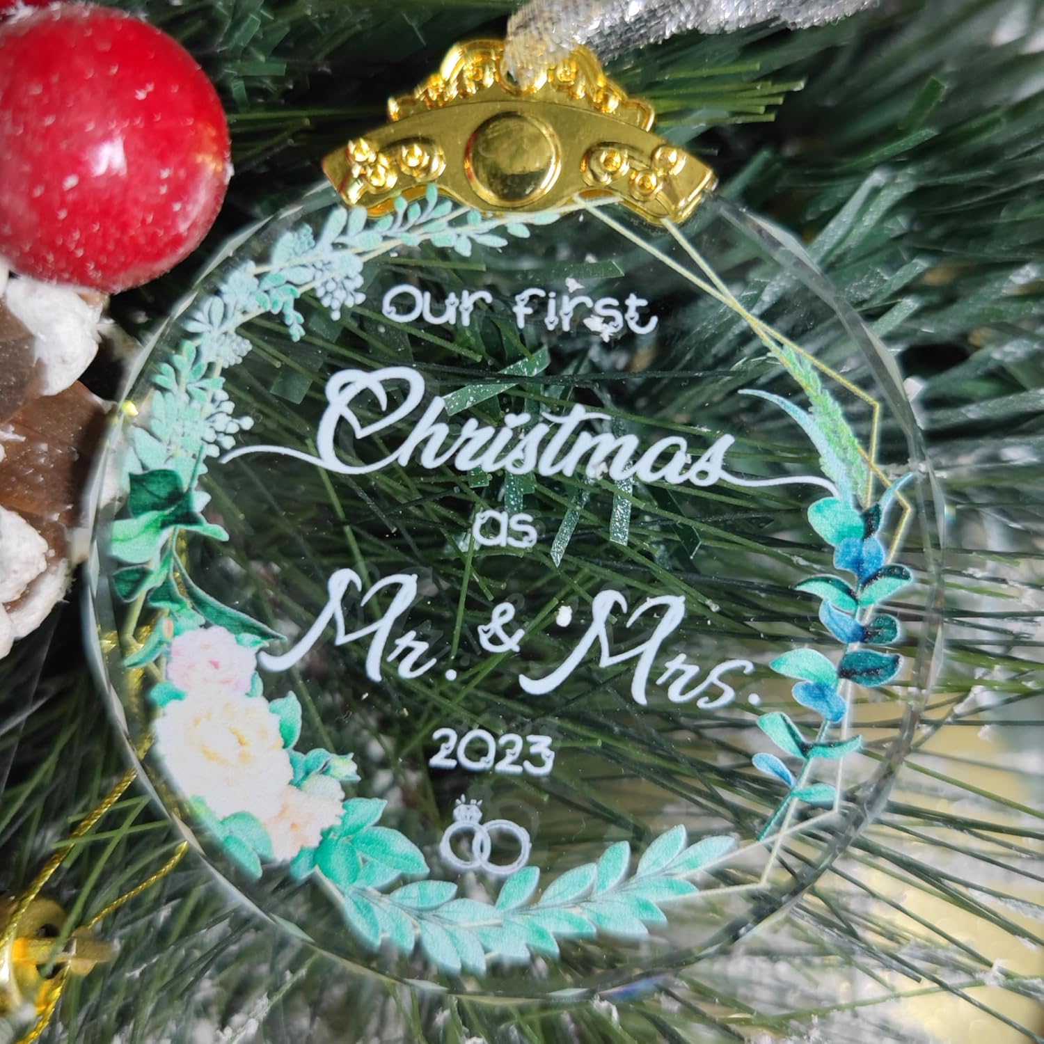 Adorno de matrimonio de cristal para parejas, regalos de boda de cristal para parejas, regalos de despedida de soltera, decoración de árbol de