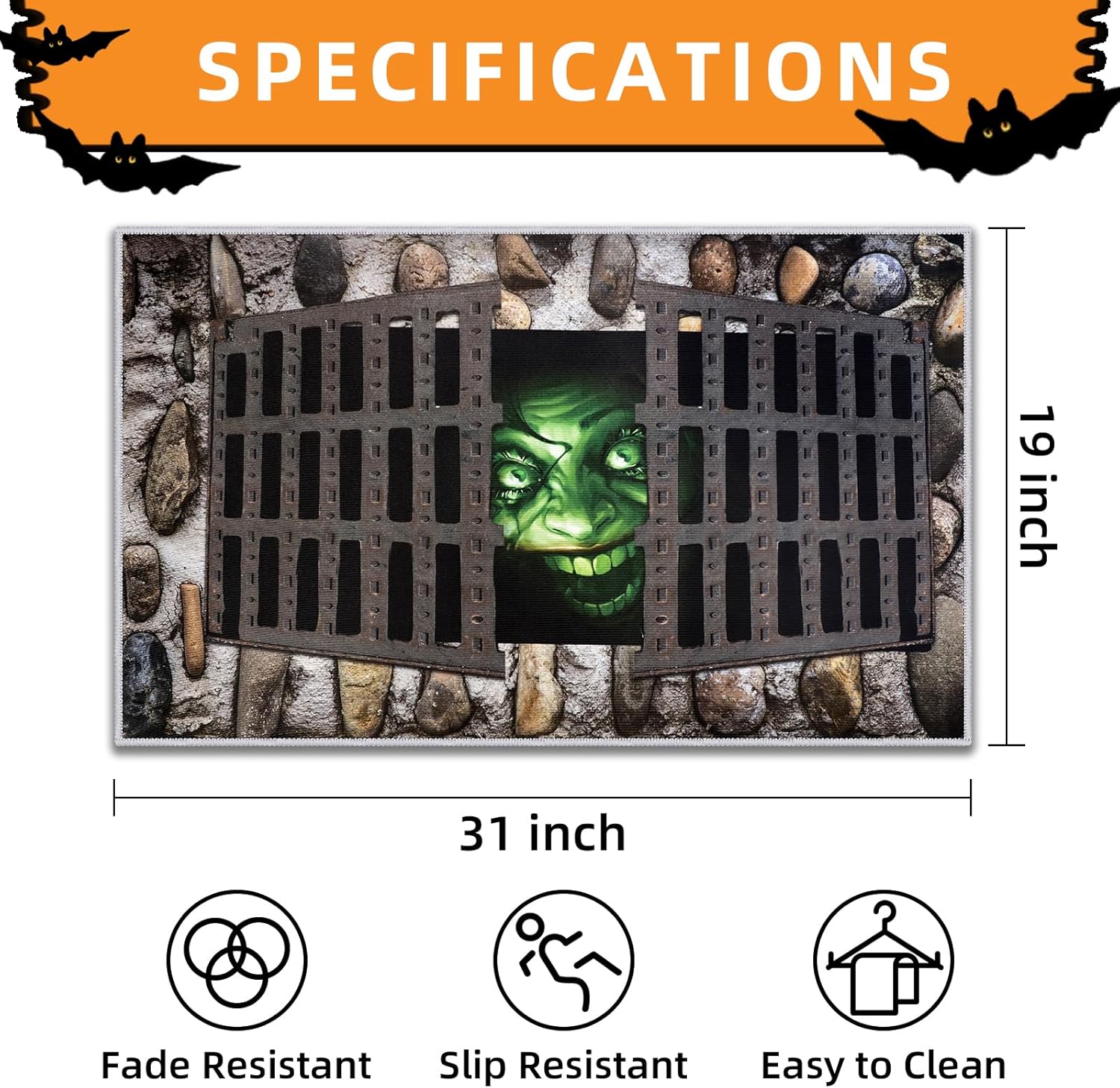 Tapete de Halloween con ilusión 3D de payaso y alcantarillado, tapete para exteriores, tapete de cocina y baño de Halloween, tapete de bienvenida