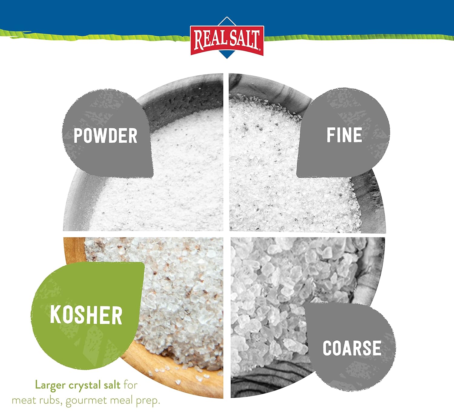 Redmond Real Salt Kosher – Molienda Kosher natural sin refinar sin gluten, bolsa de 10 libras