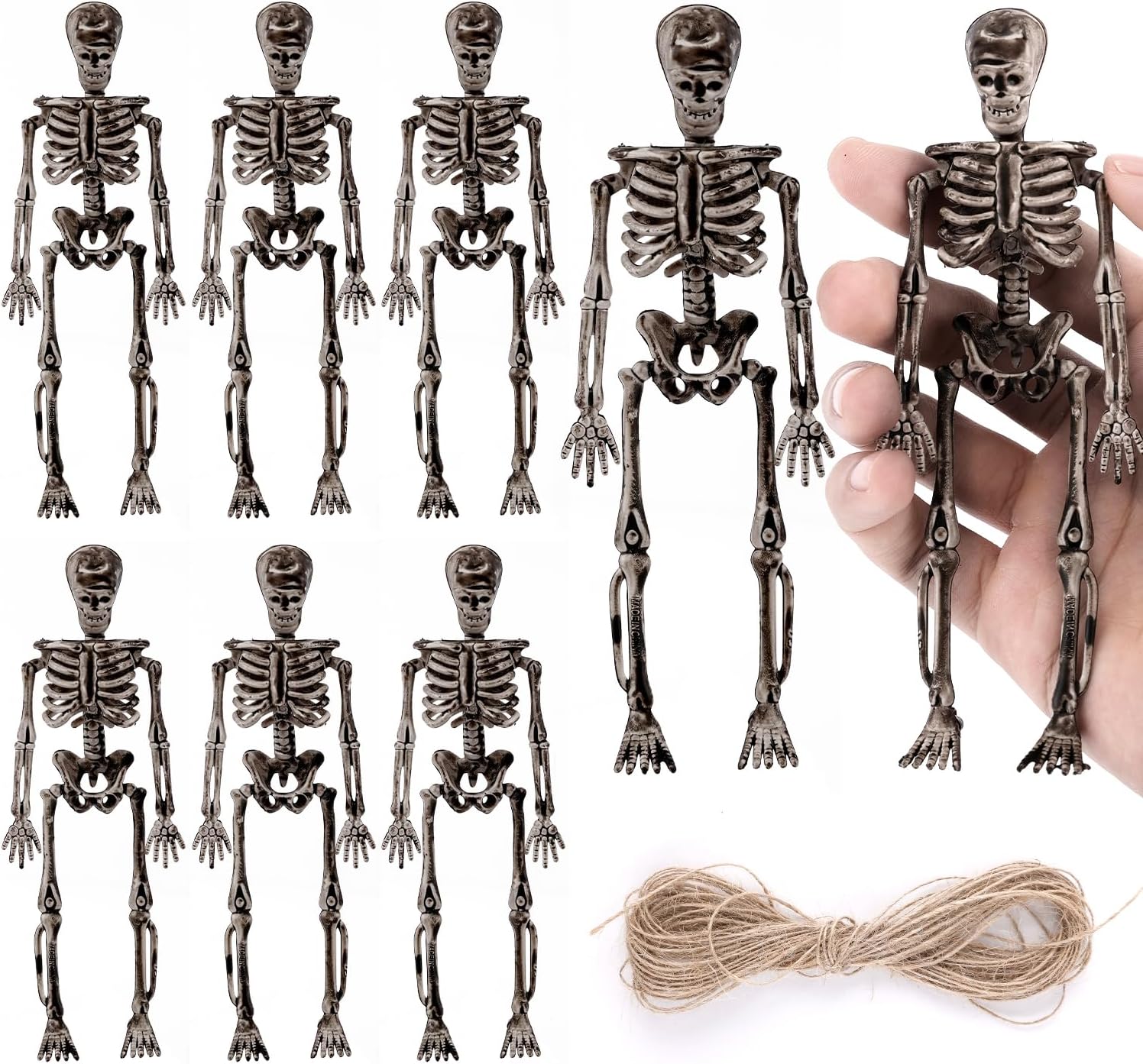 8 mini figuras de esqueleto, decoraciones de esqueleto de Halloween de 6 pulgadas, figuras de esqueleto en miniatura, decoración de Halloween para