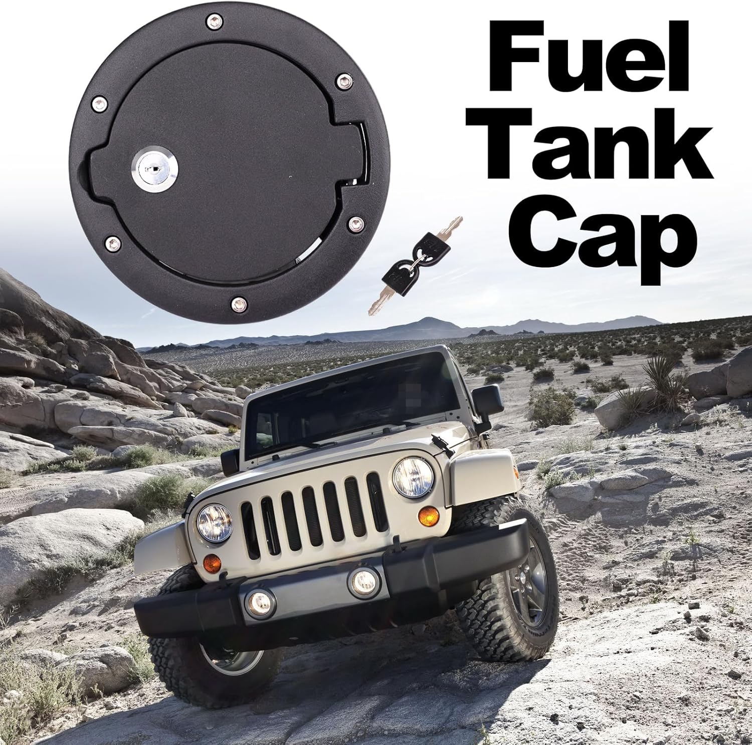 Tapa de depósito de gasolina para puerta de llenado de combustible para Jeep Wrangler JK 2007-2018, accesorios Unlimited Rubicon Sahara AOLIHAN de 2