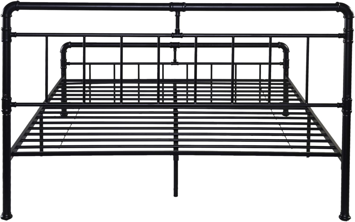 Christopher Knight Home Sally – Marco de cama de hierro tamaño Queen, minimalista, industrial, negro plano