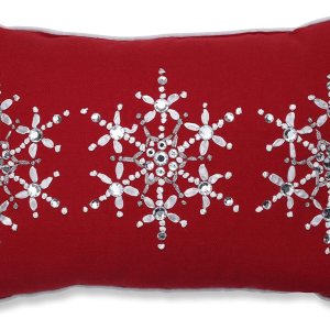 Pillow Perfect Jeweled – Almohada lumbar decorativa con diseño de copo de nieve, 1 unidad (paquete de 1), color gris Pillow Perfect Jeweled – Almohada lumbar decorativa con diseño de copo de nieve, 1 unidad (paquete de 1), color gris