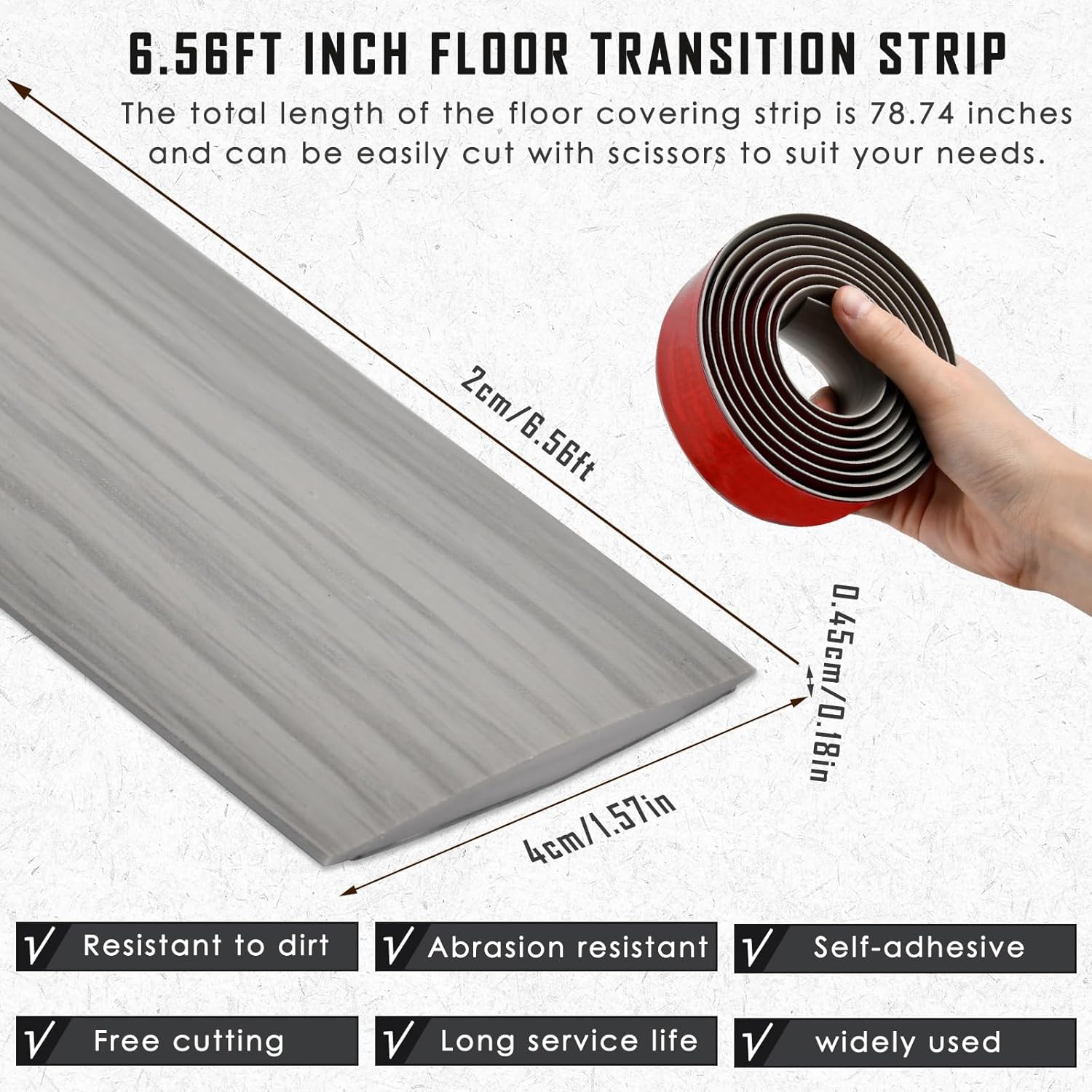 ZGONOUY Tira de transición de suelo autoadhesiva, tiras de transición de piso laminado de vinilo, tiras de borde de puerta de piso de madera para