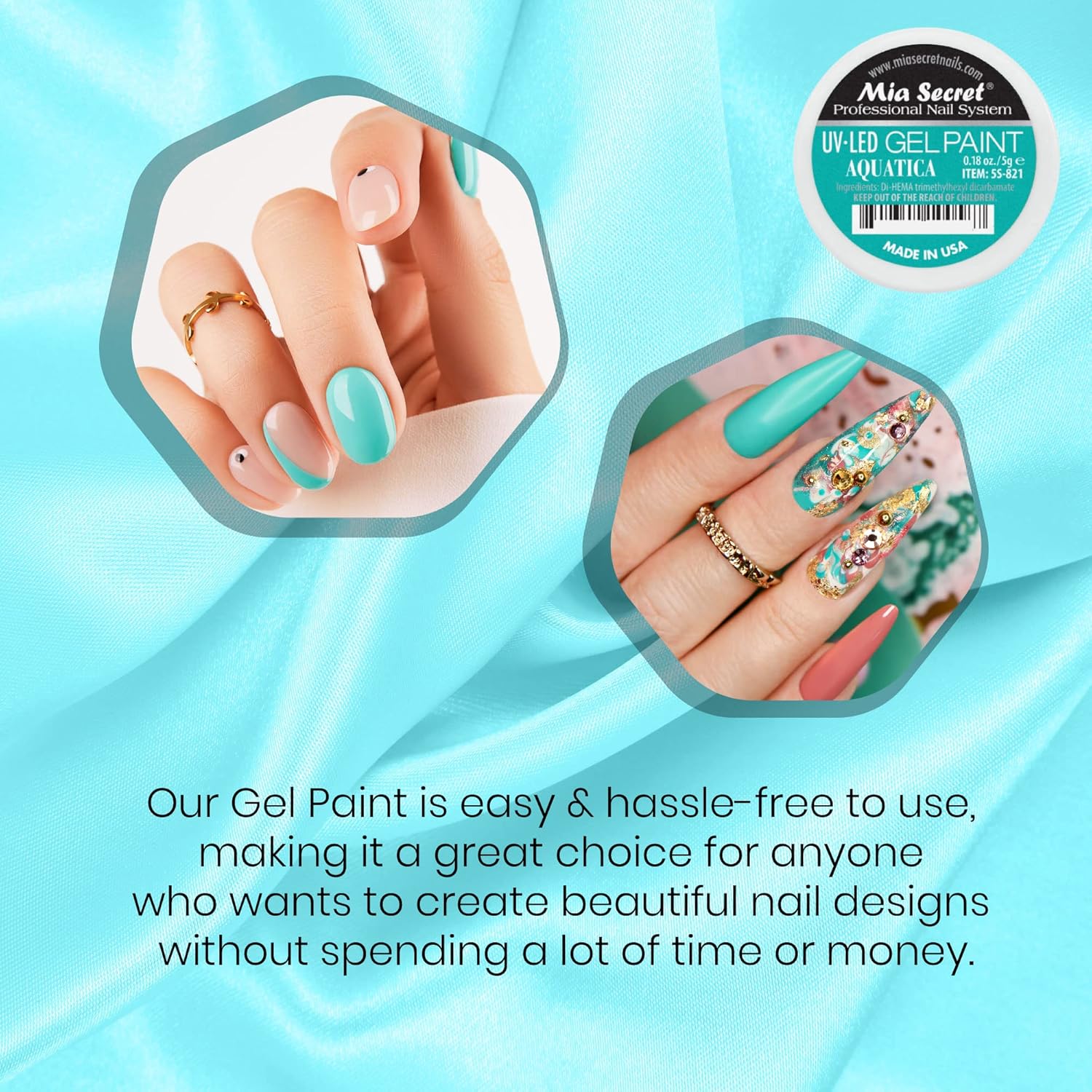 Mia Secret Sistema de uñas profesional UVLED Gel Paint – 0.18 oz (Aquatica)