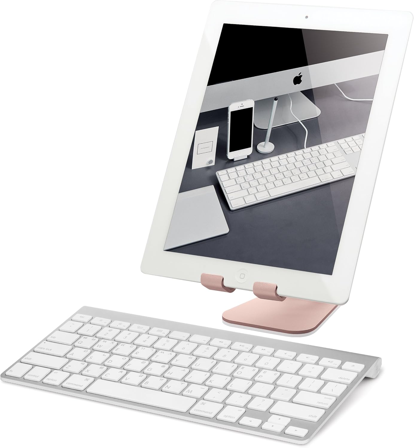elago Soporte P2 Oro Rosa – Aluminio Premium Ángulo ergonómico Gestión de cables – para iPad y Tablet PC