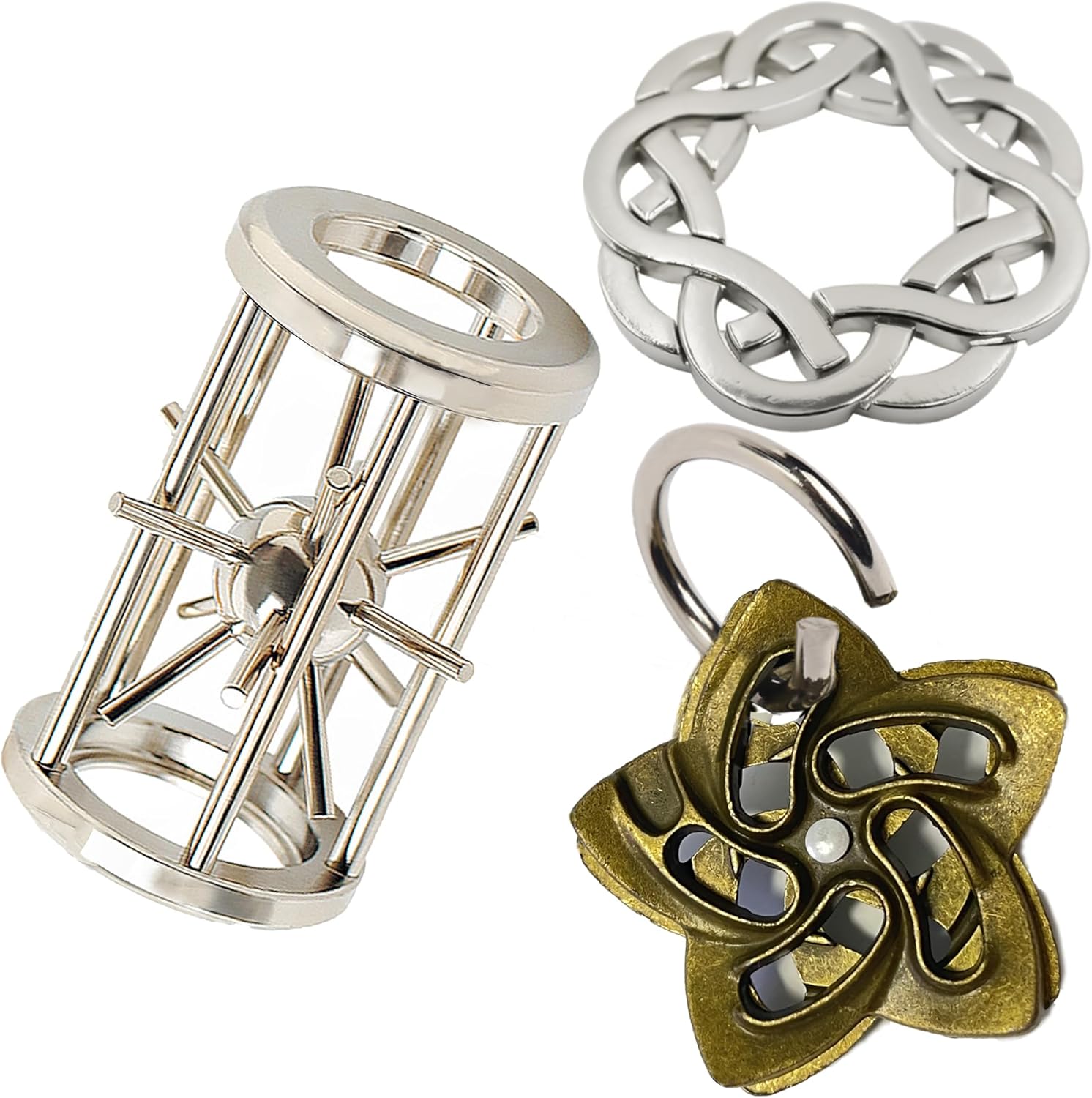 PSDVAYI Kit de rompecabezas de metal para cerebro 3D, mágico vintage, desbloqueo, rompecabezas entrelazado, prueba de lógica, desenredo, juguete