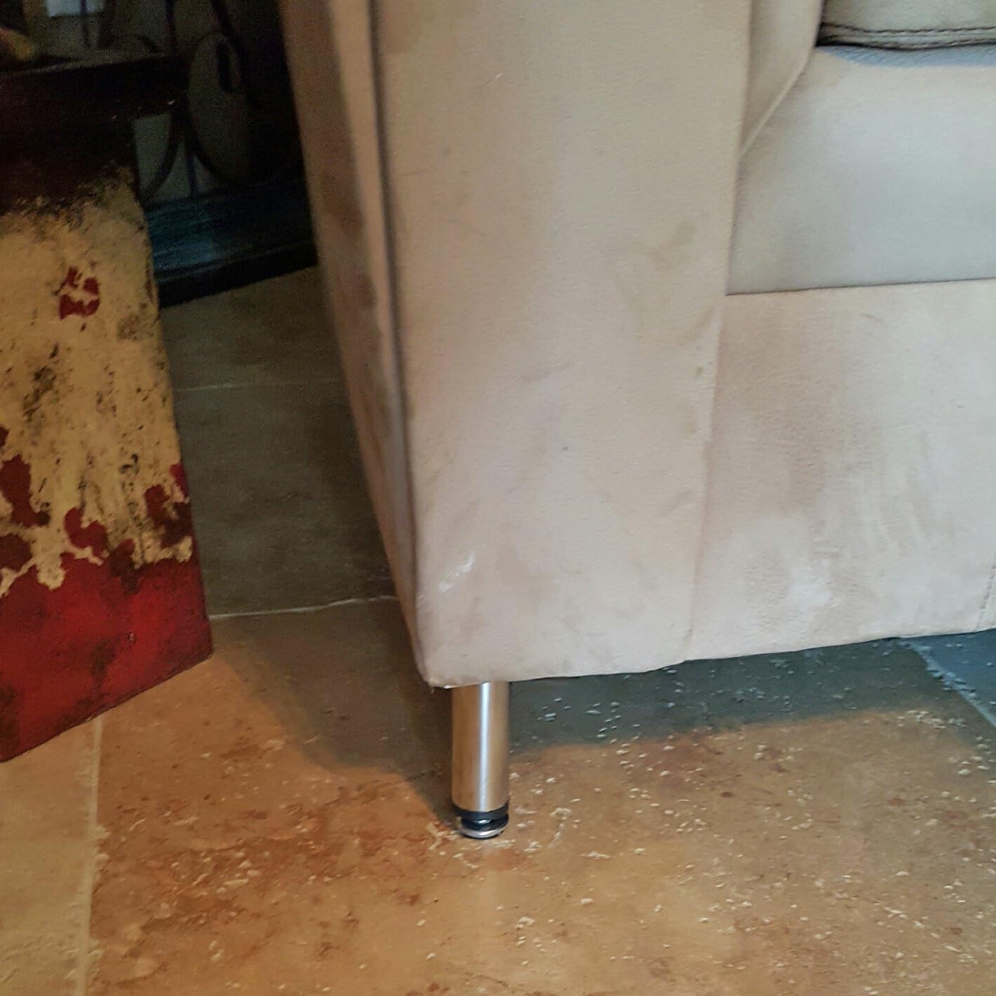 GlideRite Hardware Patas de acero para muebles de 4 pulgadas con tornillo nivelador de níquel satinado, paquete de (4)