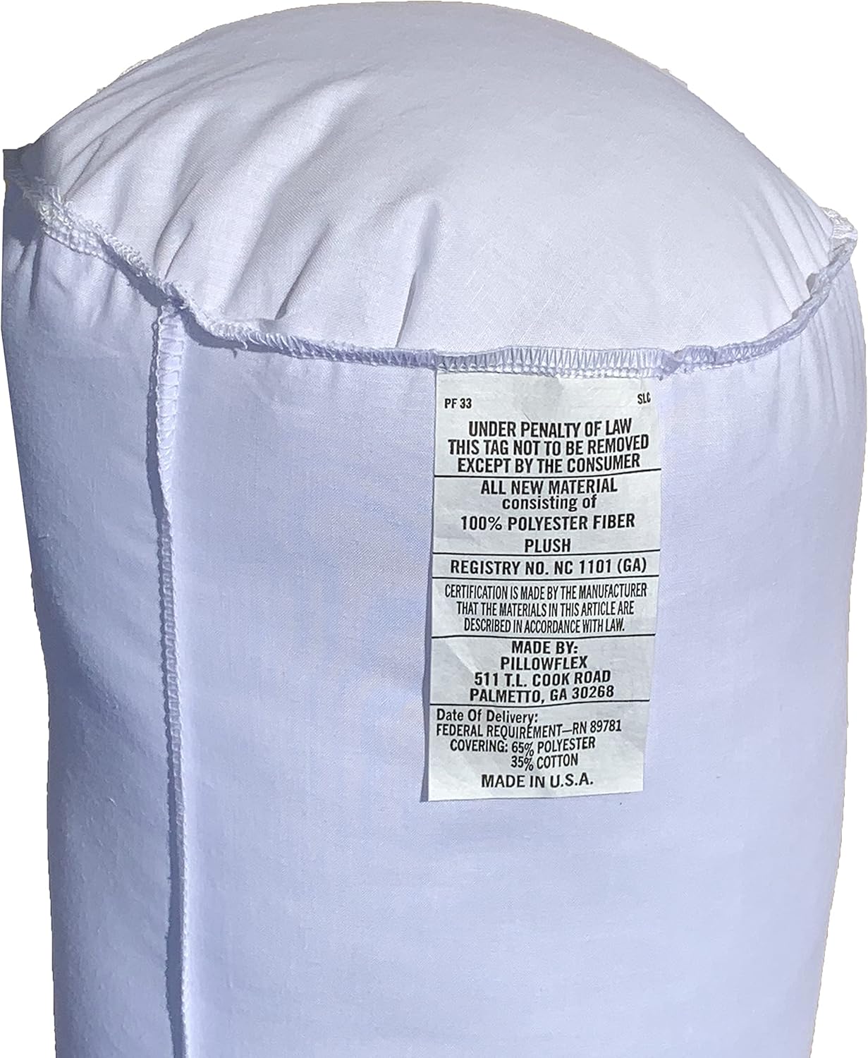 Pillowflex Almohada de almohada (10 x 32)  Almohada redonda blanca suave con relleno de poliéster de felpa, viene en una carcasa de polialgodón,