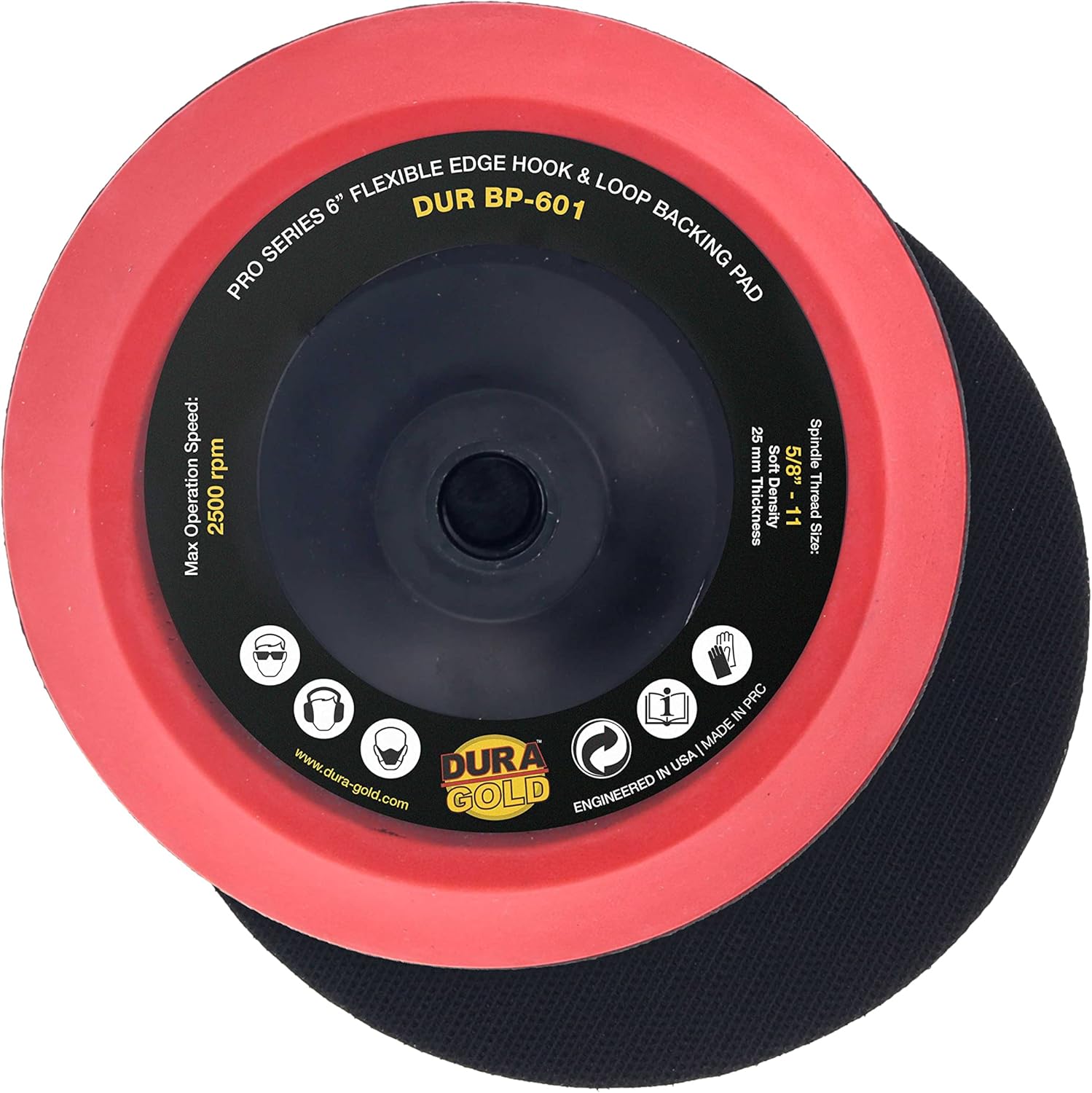 Dura-Gold Pro Series – Almohadilla de respaldo de gancho y bucle de pulido de borde flexible súper suave de 6 pulgadas, 58 pulgadas – 11 hilos –